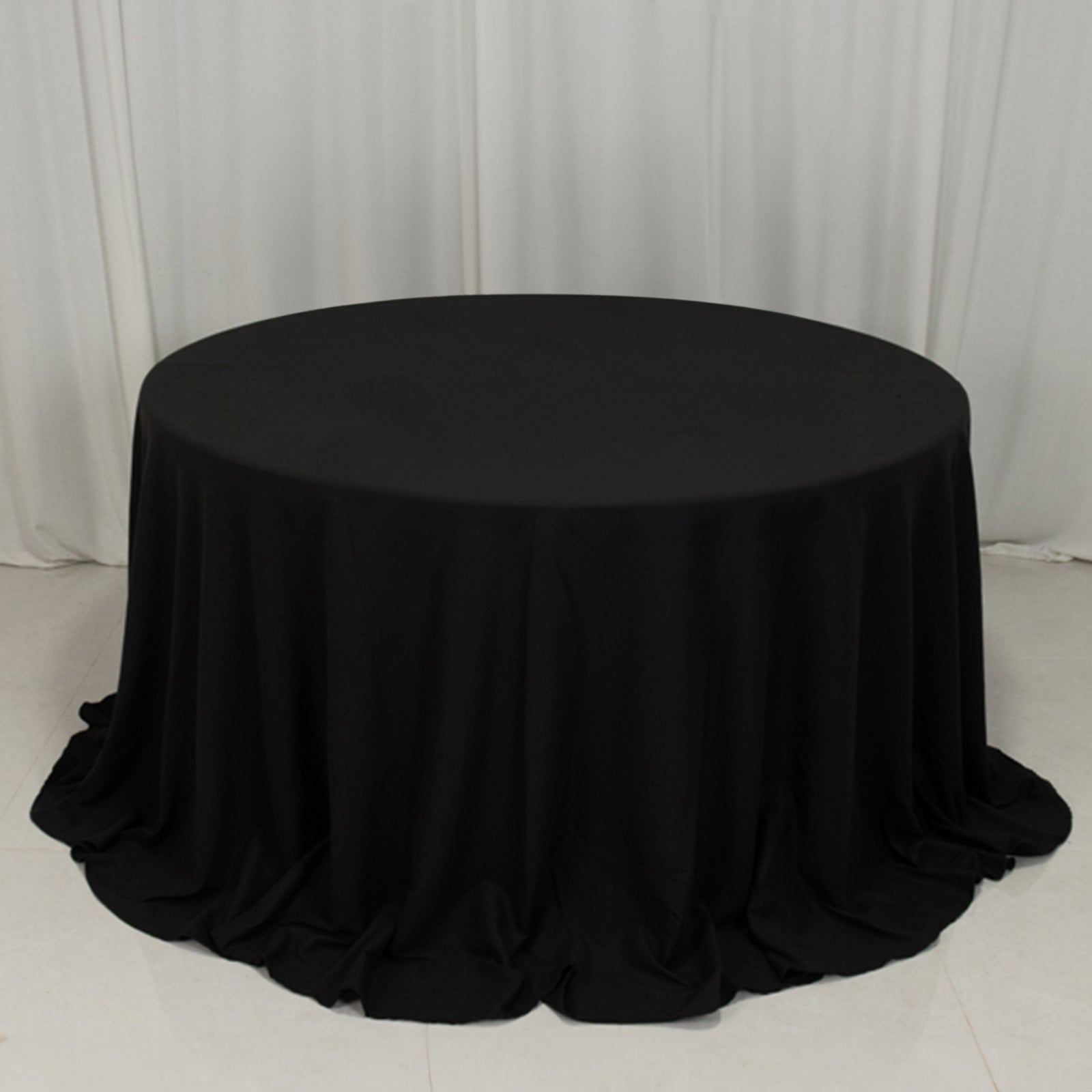 Hot! 132" Black Seamless Wrinkle-Resistant Cotton Blend Round Tablecloth