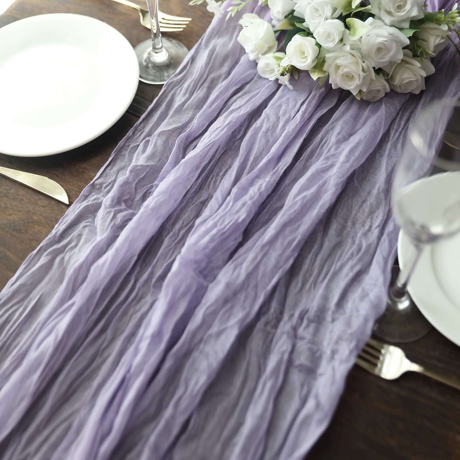 10ft Lavender Lilac Gauze Cheesecloth Table Runner - Rustic Boho Style, Perfect for Events