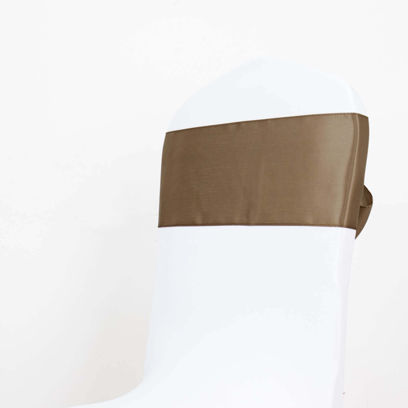 5-Piece Set of Taupe Satin Chair Sashes - Durable and Shiny 6x106 Bows