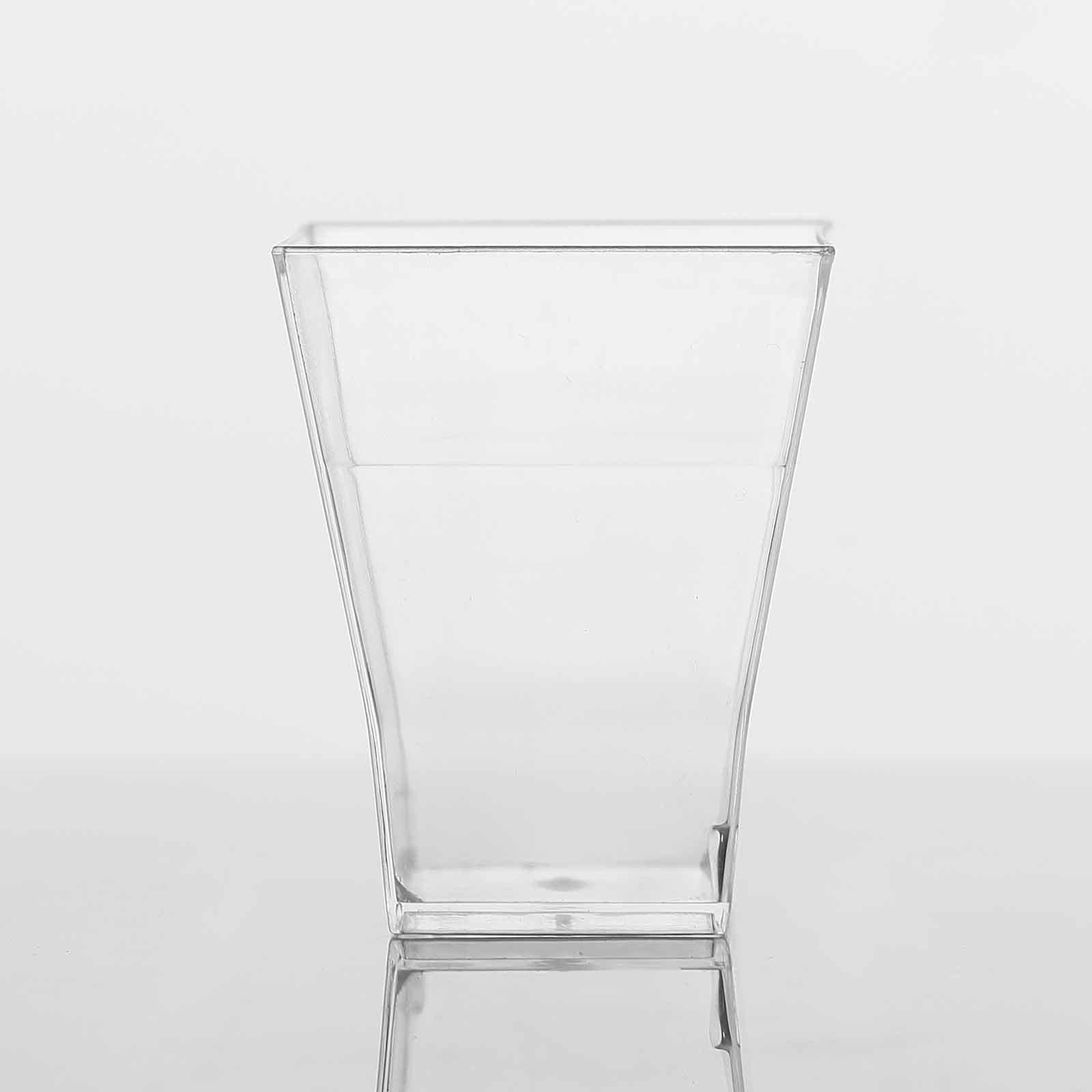 24-Piece Set of Clear Plastic Square Shot Glasses - 2oz Durable Disposable Drinks Glasses