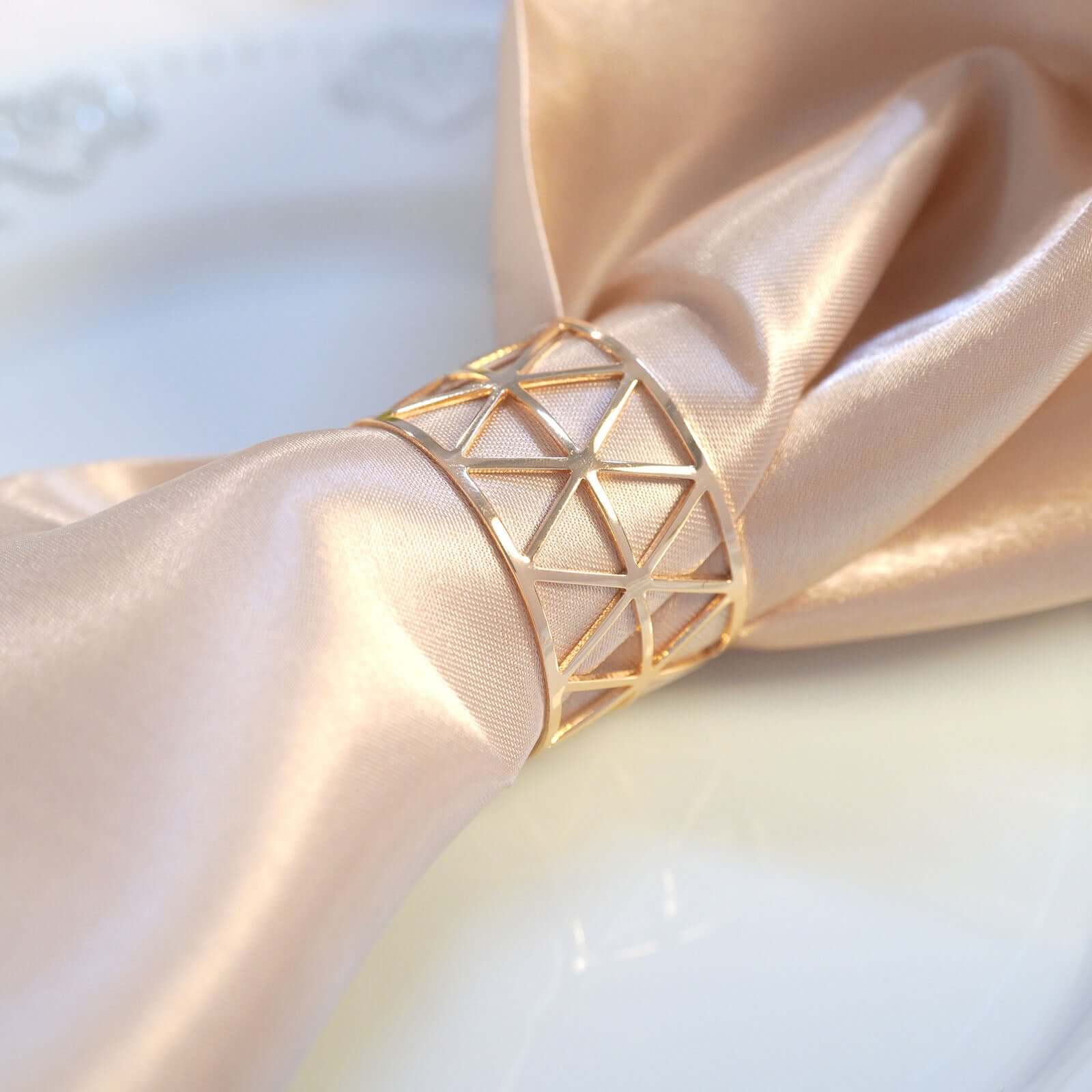 5-Piece Set of Stunning Metallic Gold Geometric Paper Napkin Rings