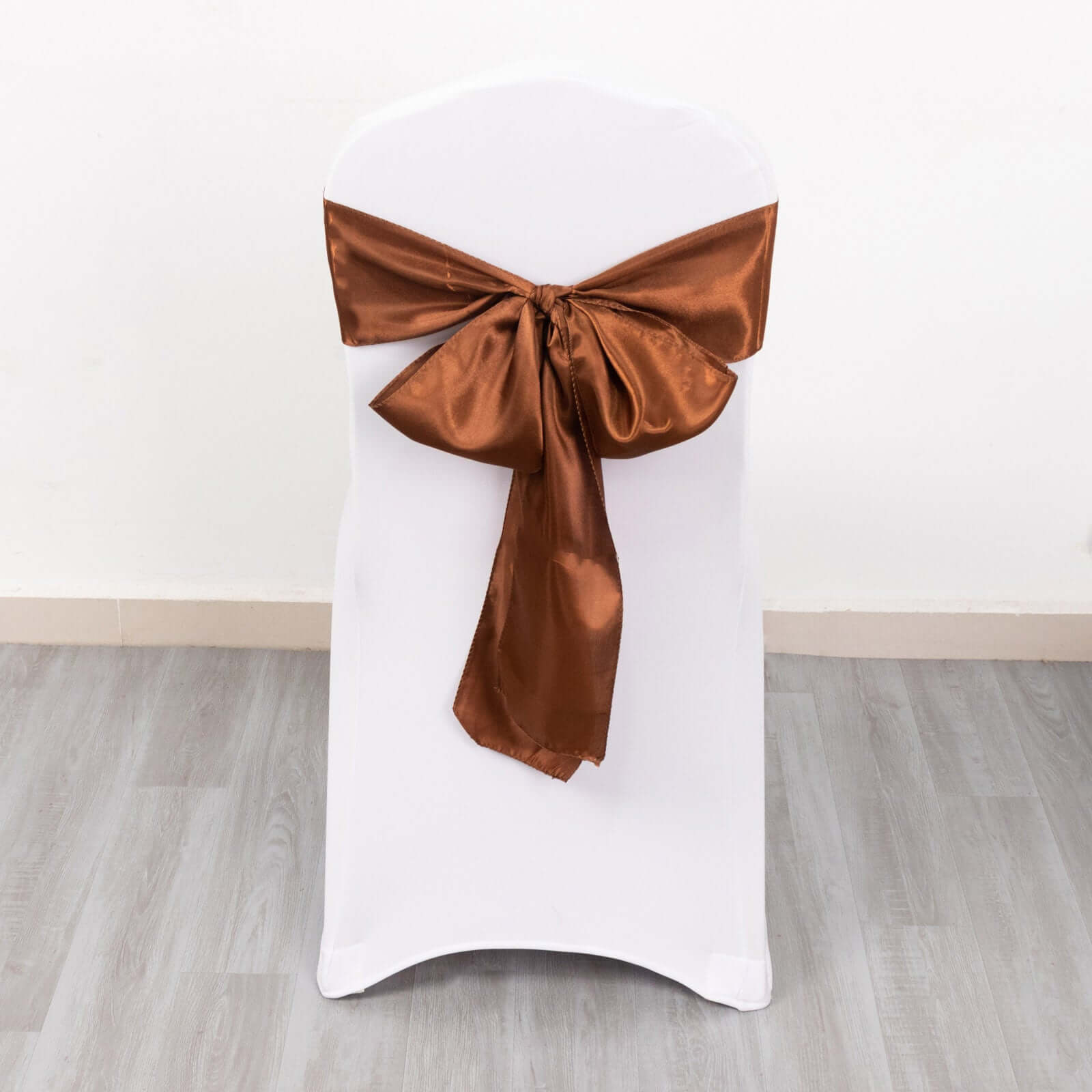 Hot Sale! 5-Piece Set of Cinnamon Brown Satin Chair Sashes with Shiny Finish (6x106)