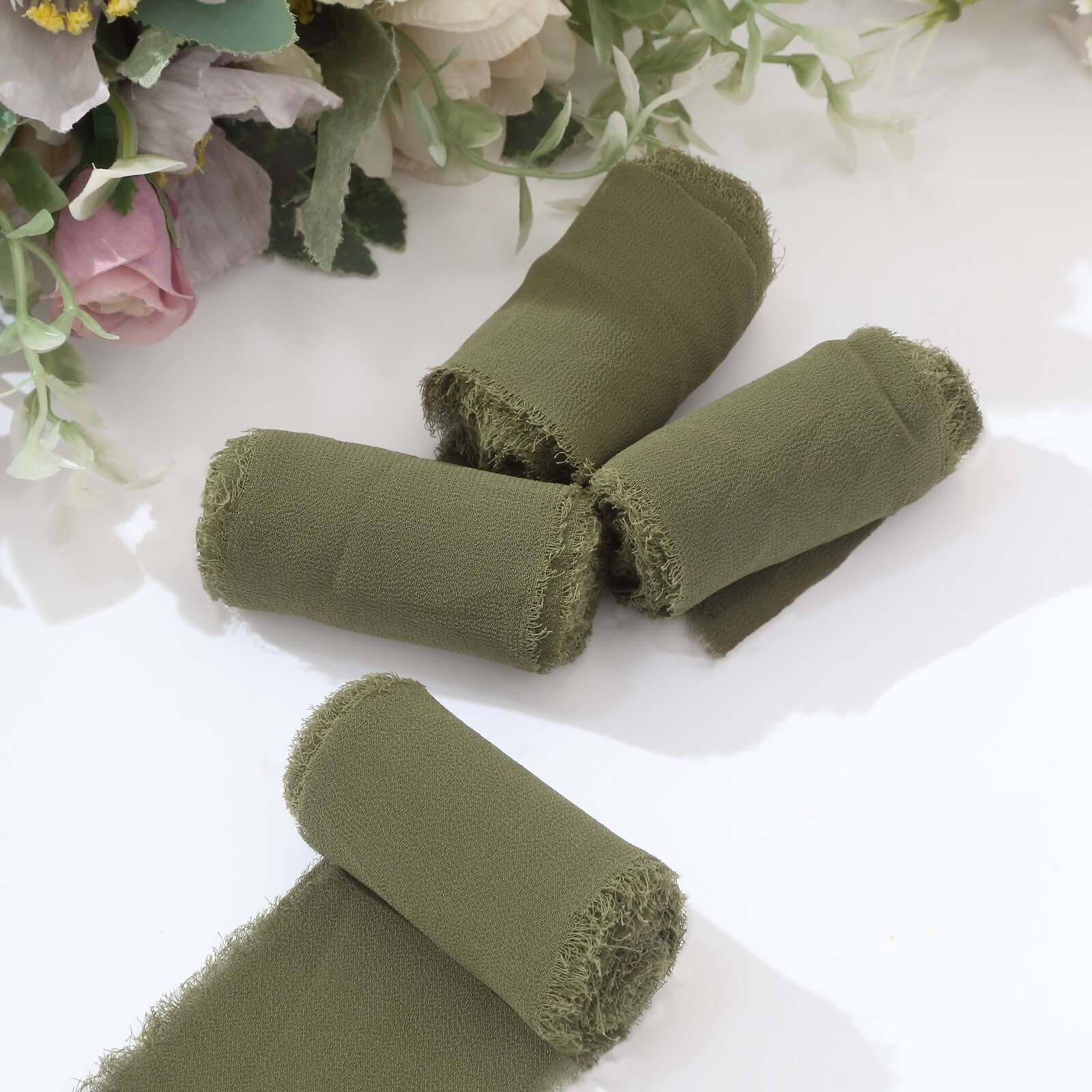 Special Offer: 2-Pack 6yds Dusty Sage Green Silk-Like Chiffon Ribbon for DIY Wedding Crafts