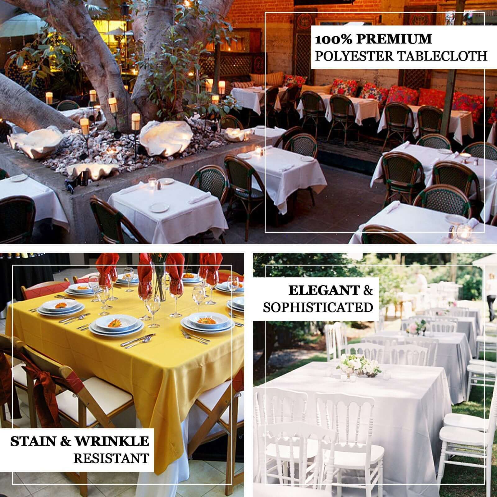 Superb 90x90 Square Polyester Tablecloth in Terracotta (Rust) - Wrinkle-Free & Durable
