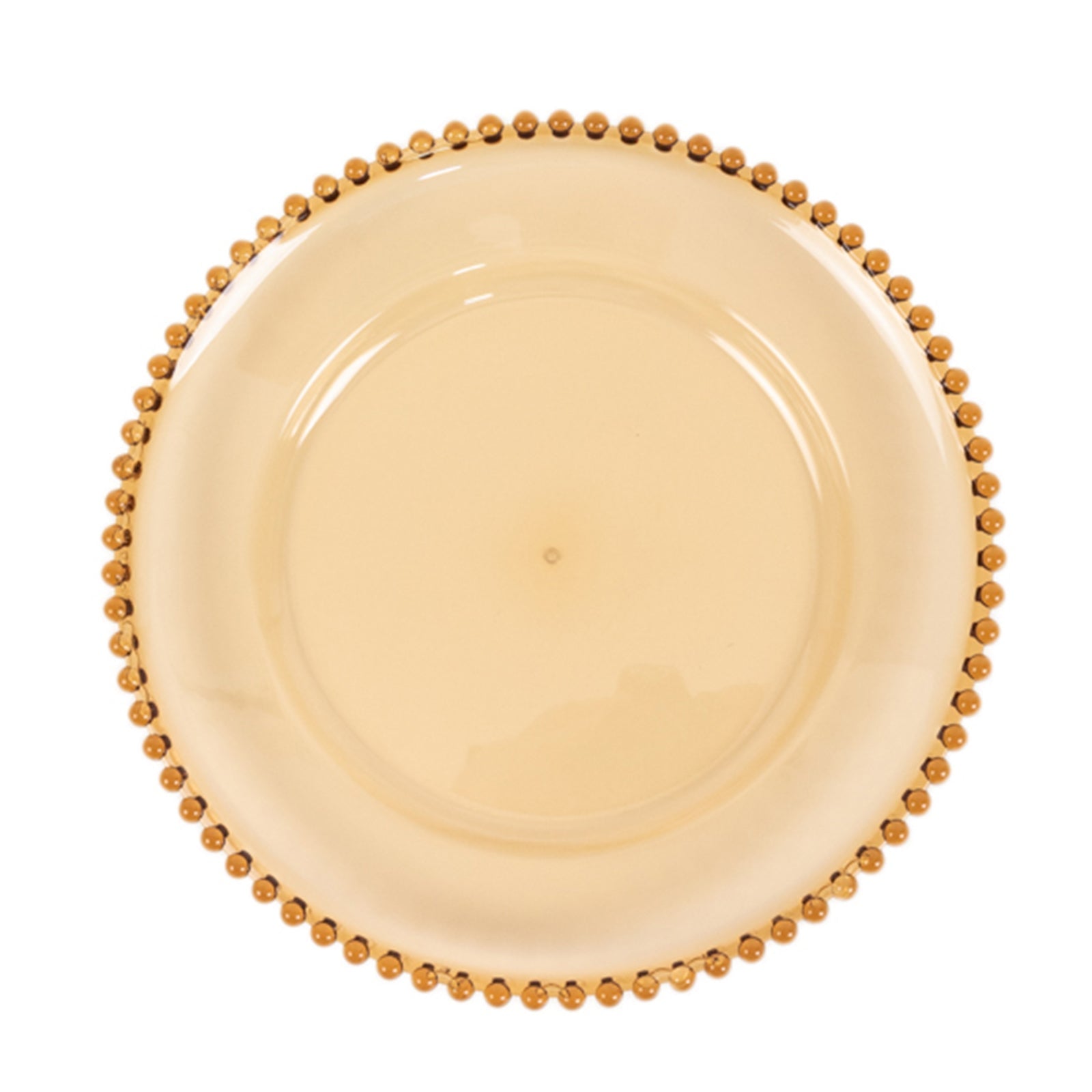 Set of 6 Acrylic Round 13-inch Amber Gold Charger Plates with Beaded Edging for Dinner Parties