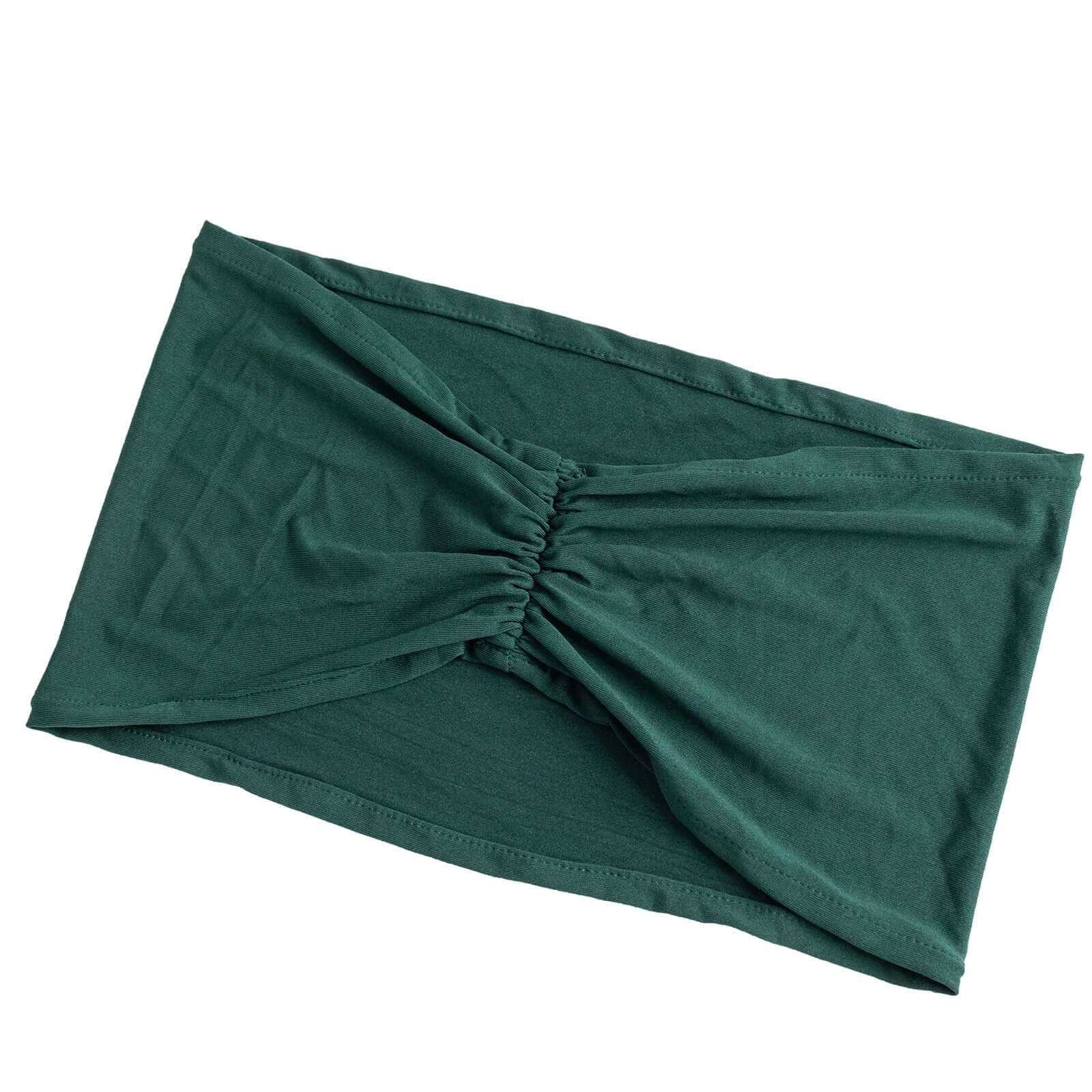 5-Piece Hunter Emerald Green Spandex Ruffled Chair Sashes - Wide Stretch Bands, 8x13