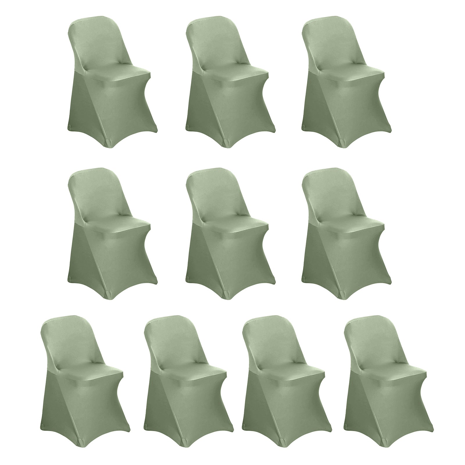 10-Pack Durable Dusty Sage Green Spandex Chair Covers for Folding Chairs - 160GSM Fitted Slipcovers
