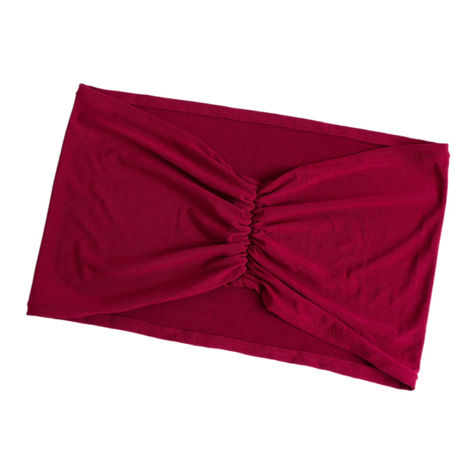 5-Piece Burgundy Ruffled Spandex Chair Sashes - Wide, Easy-to-Use Stretch Bands for Chairs
