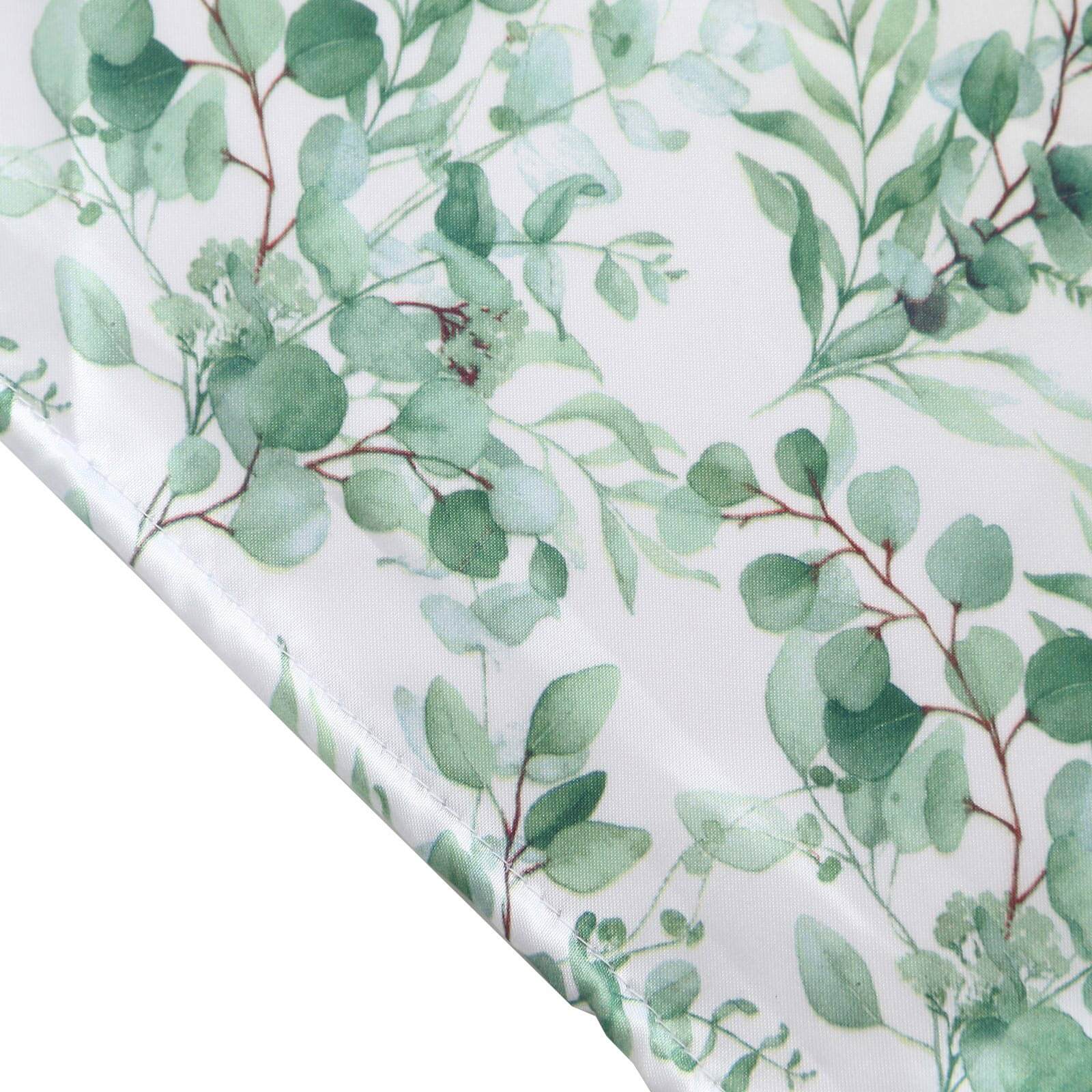 Exclusive Set of 3 Satin Wedding Arch Covers with Eucalyptus Leaves Print - 5ft, 6ft, 7ft