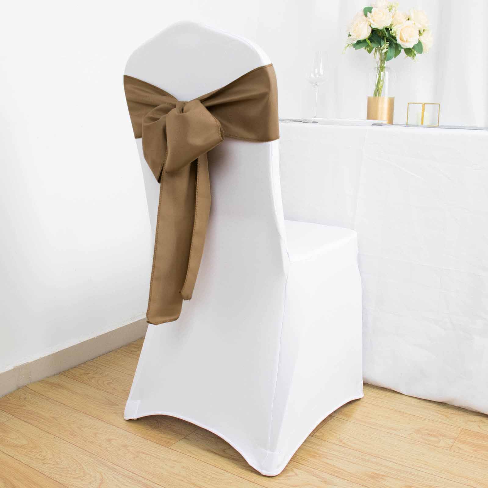 Hot Sale! 5-Piece Set of Taupe Polyester Chair Sashes, 6x108 Inches