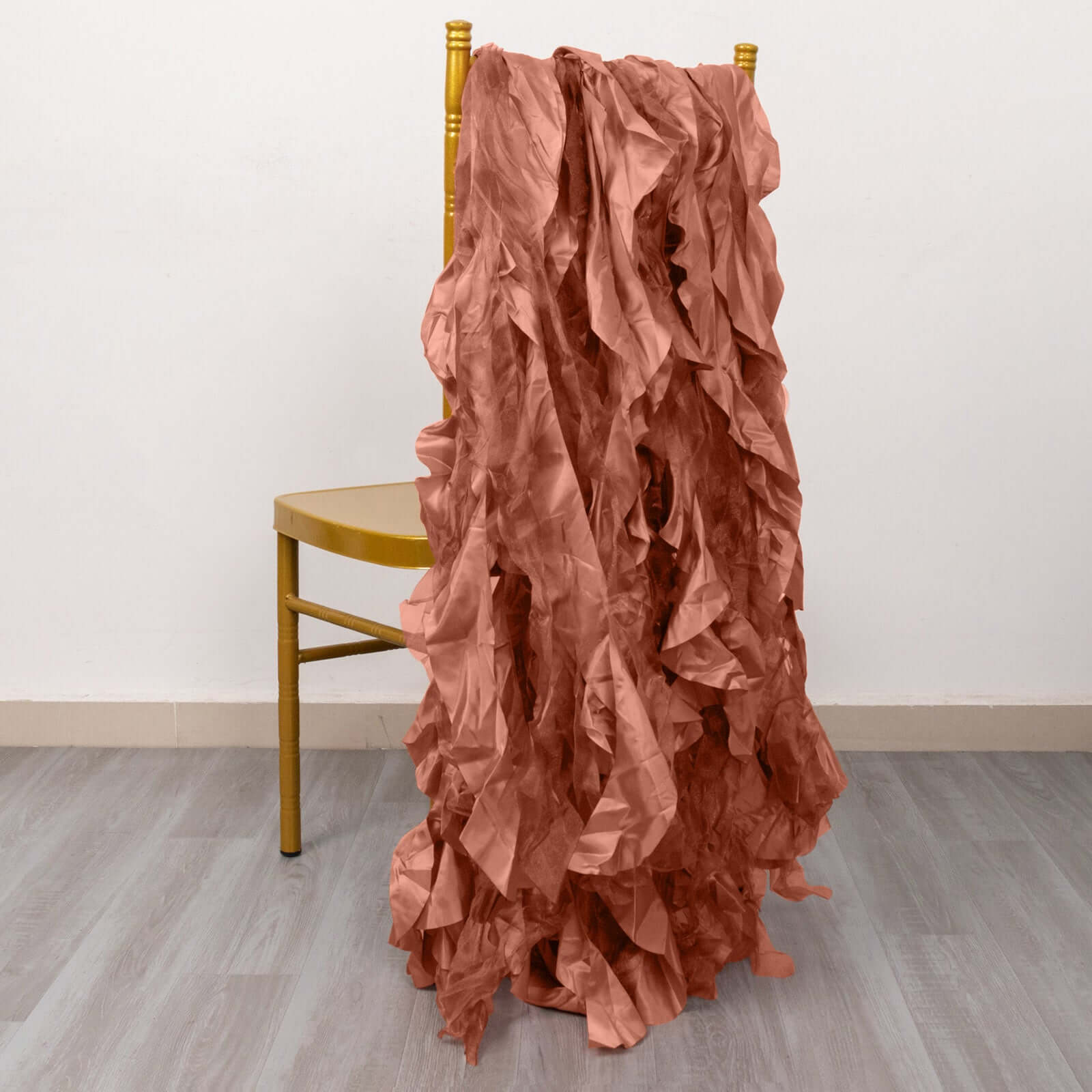 5-Pack Terracotta (Rust) Chiffon Satin Curly Willow Chair Sashes - Easy Install