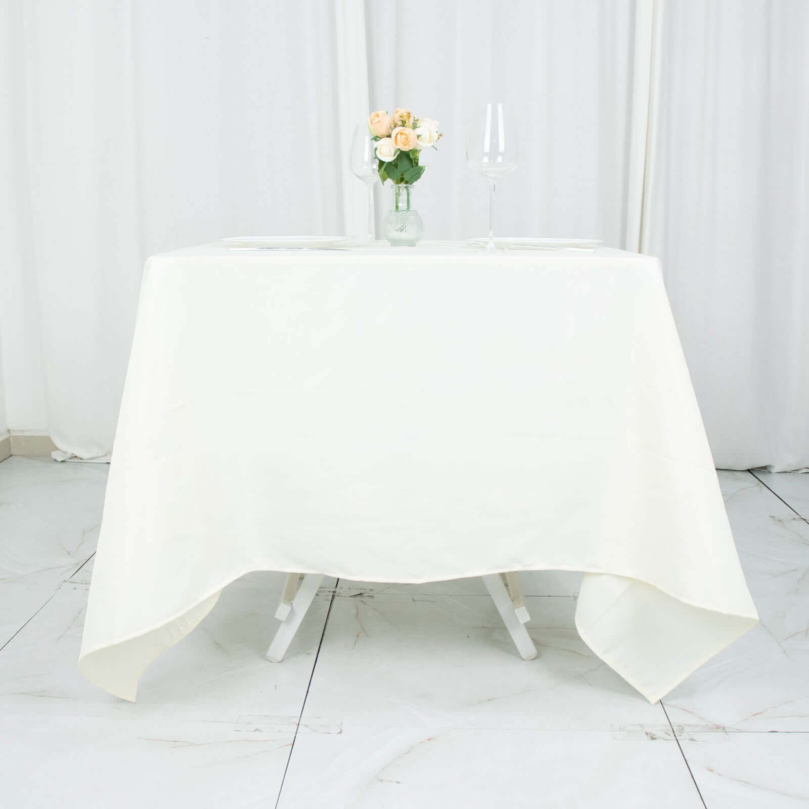 Ivory 70x70 Premium Polyester Wrinkle-Resistant Tablecloth 220GSM - Ideal for Events