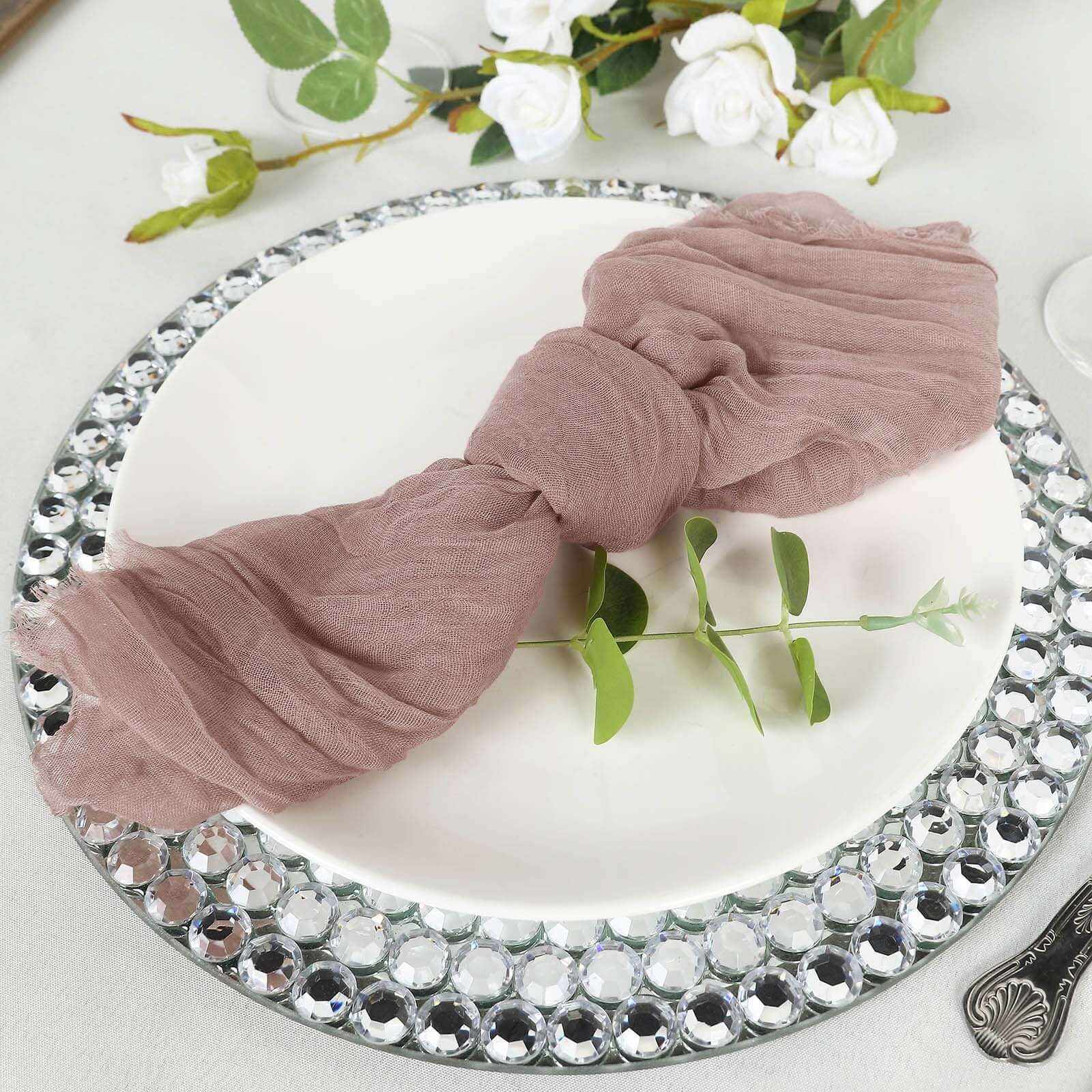 5-Pack Reusable Dusty Rose Gauze Cheesecloth Dinner Napkins - Great Deal!