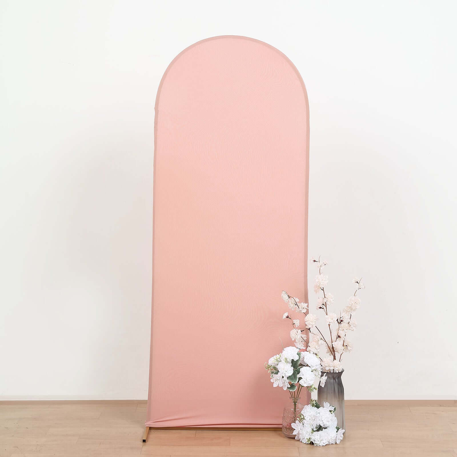 5ft Double - sided Matte Dusty Rose Spandex Fitted Cover for Round - top Wedding Arch