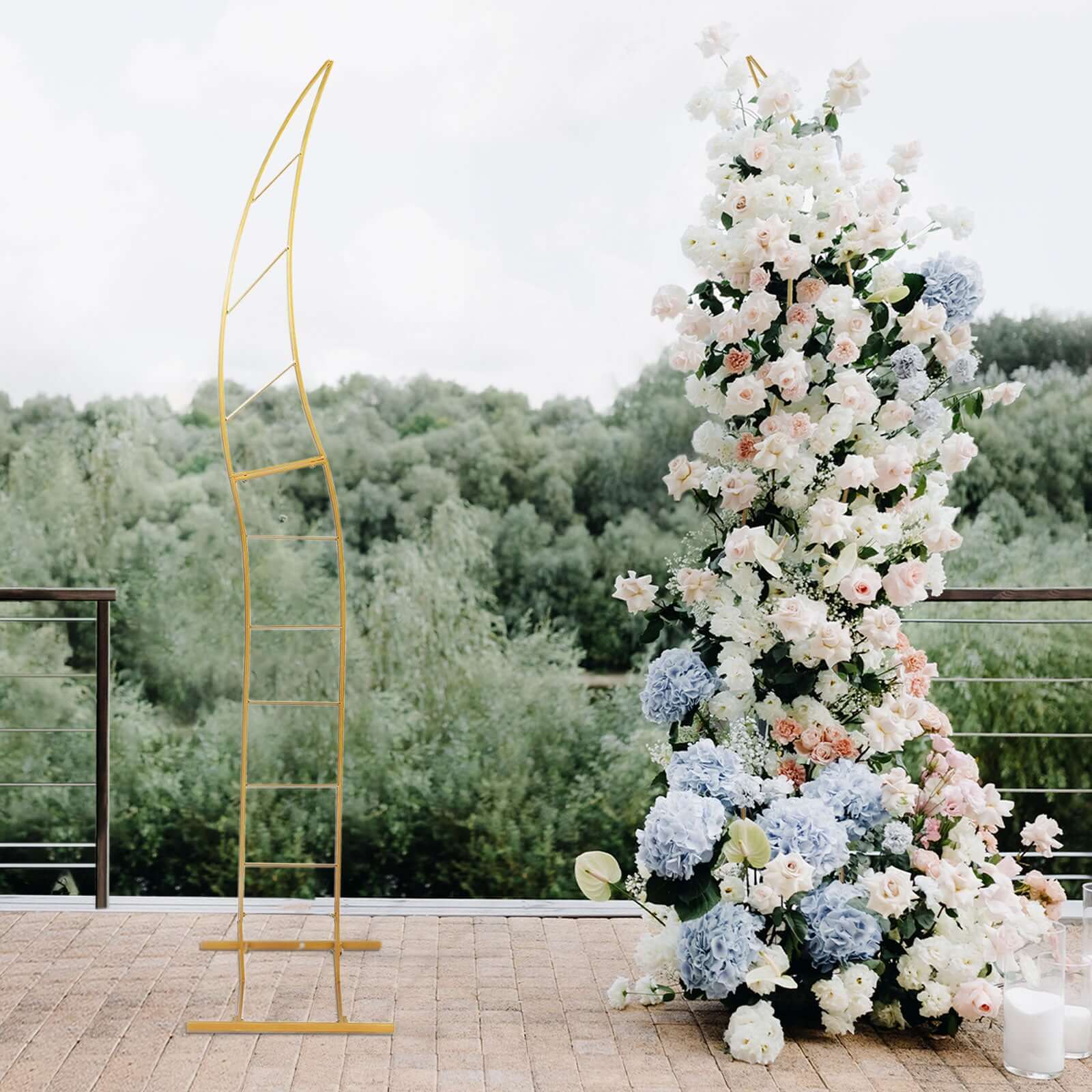 8ft Collapsible Gold Metal Curved Balloon Arch Stand for Weddings - Ideal Photo Backdrop