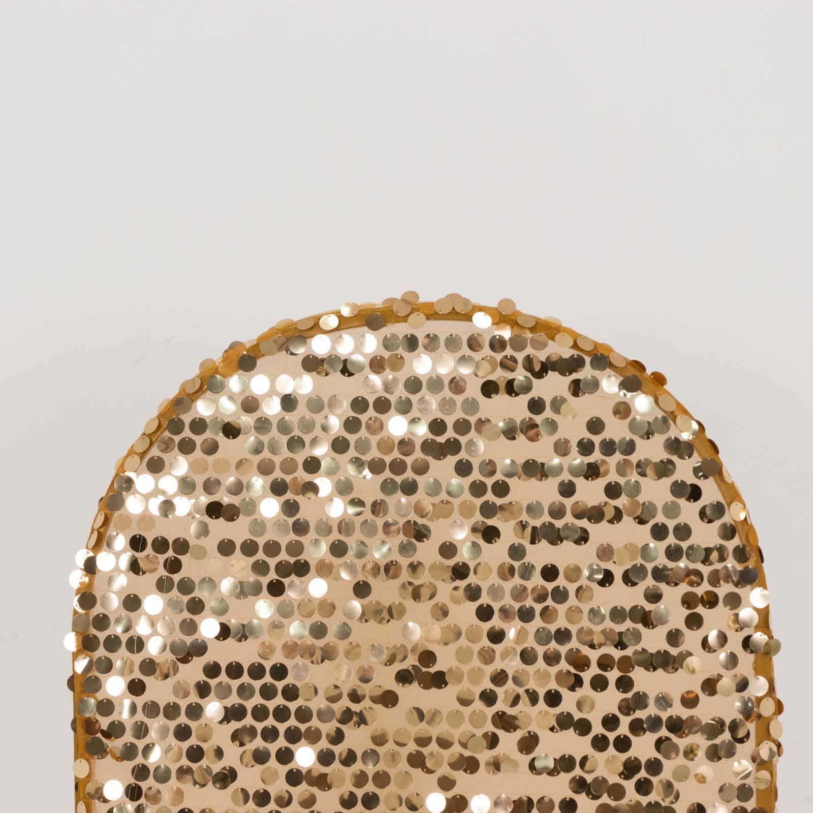5ft Sparkly Gold Sequin Fitted Cover for Round Top Wedding Arch - Premium Deal
