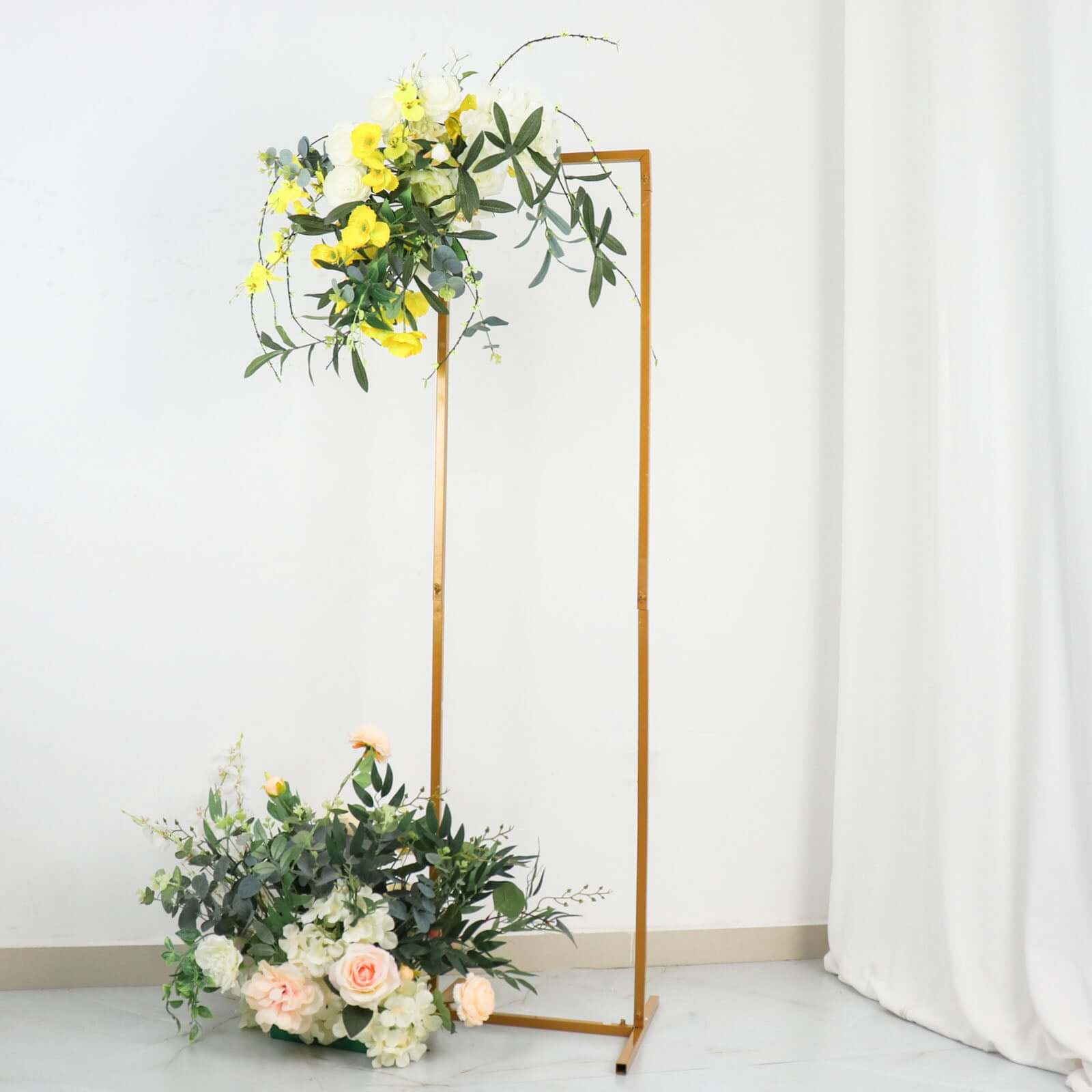 Discount! 4.5ft Slim Gold Metal Rectangular Wedding Arch Backdrop Stand for Floral Display