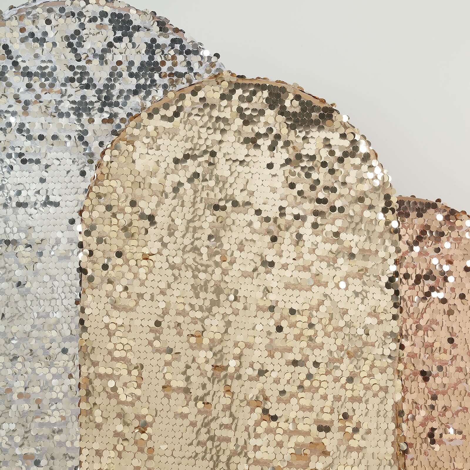 6ft Double-Sided Champagne Sparkly Payette Sequin Cover for Round Top Wedding Arch