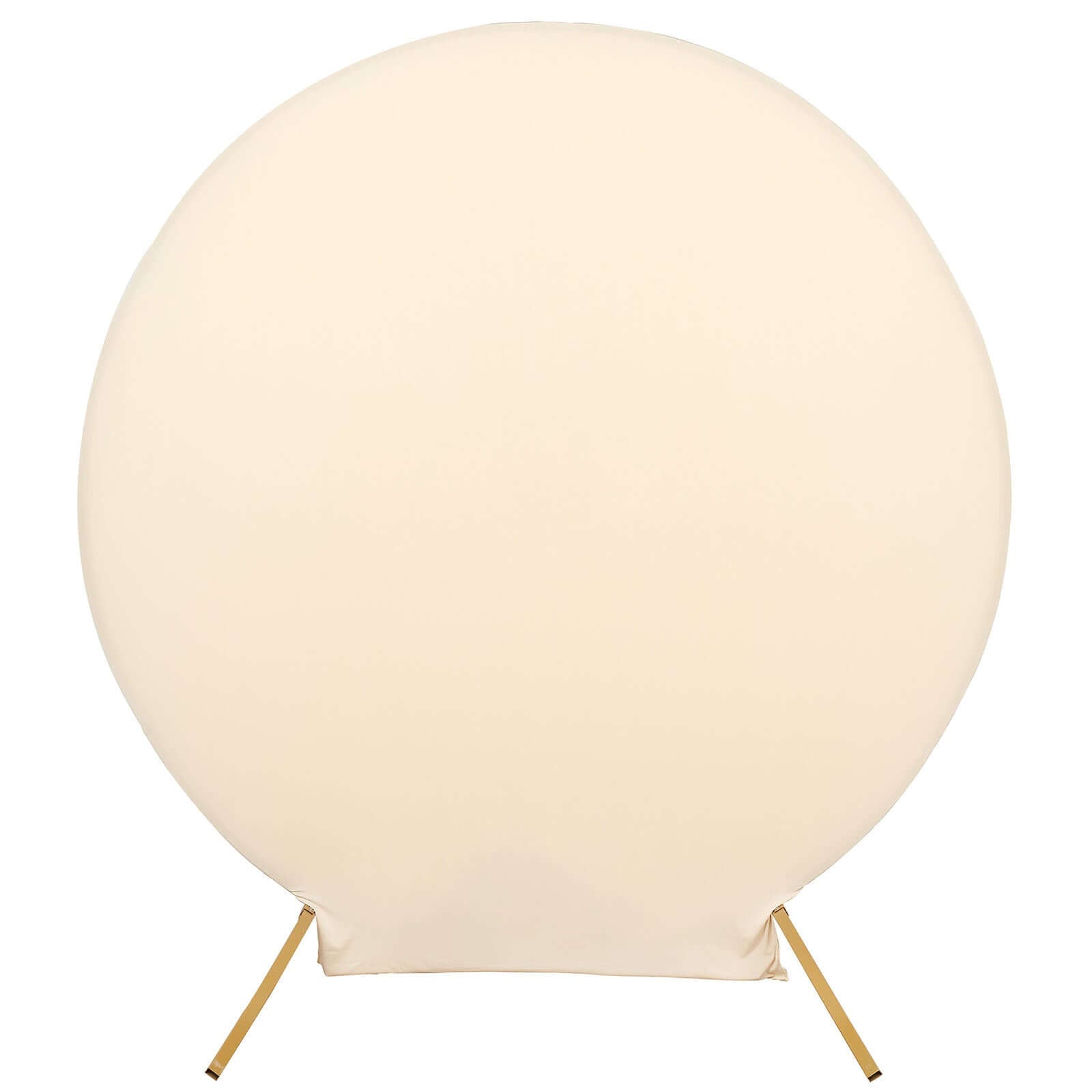 7.5ft Double-Sided Matte Beige Spandex Round Party Backdrop Stand Cover