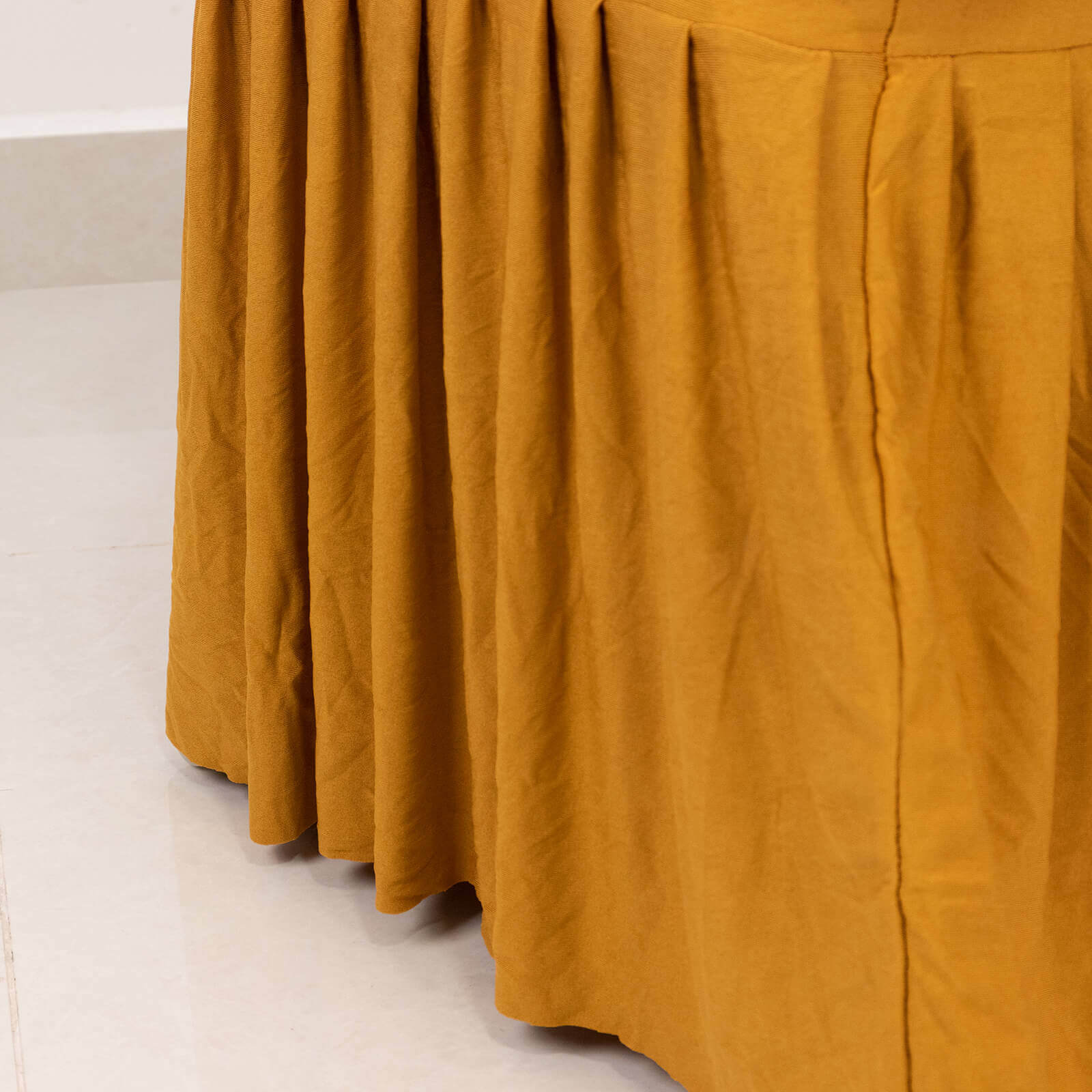 Gold Spandex Stretch Chair Cover with Ruffle Pleated Skirt - Ideal for Banquets!