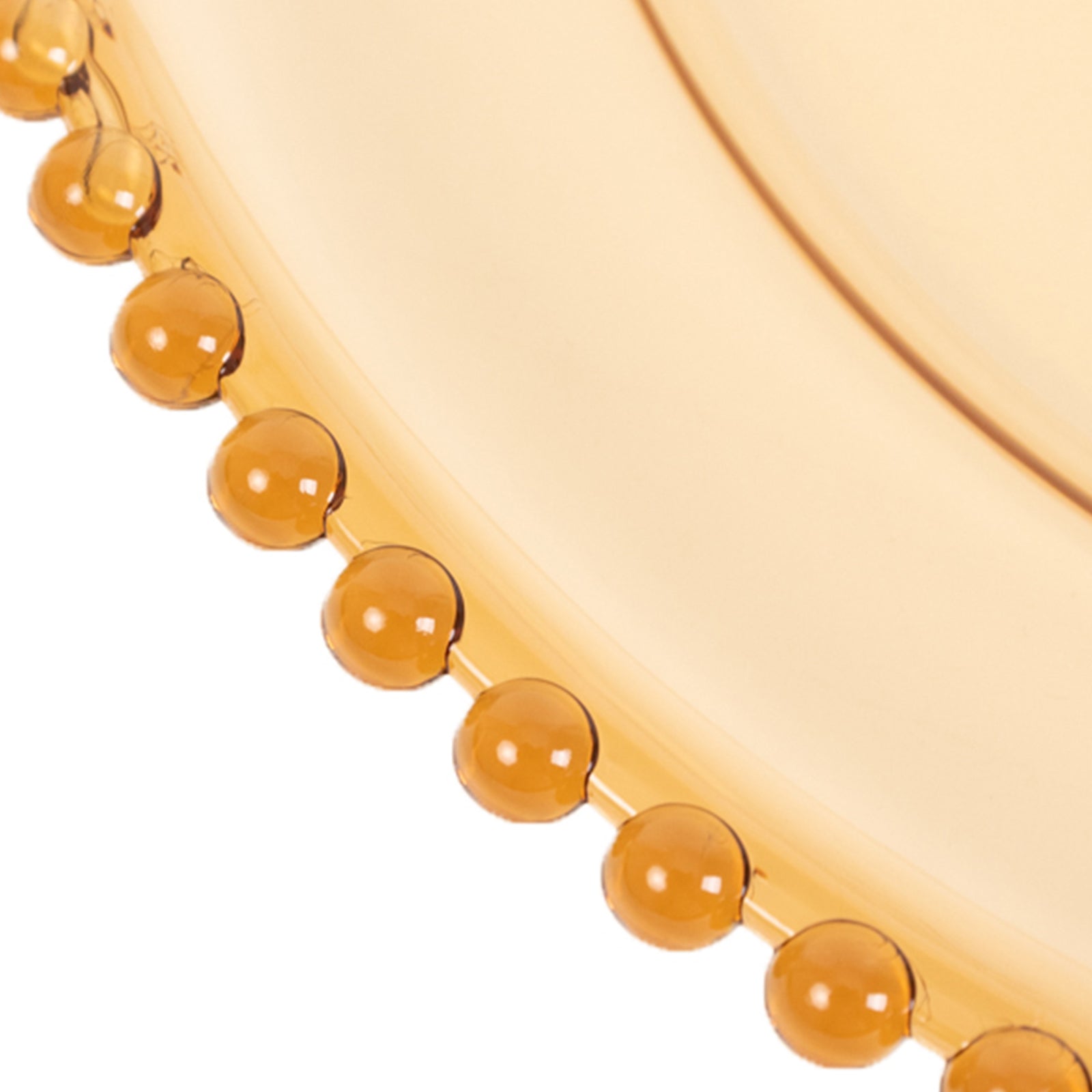 Set of 6 Acrylic Round 13-inch Amber Gold Charger Plates with Beaded Edging for Dinner Parties