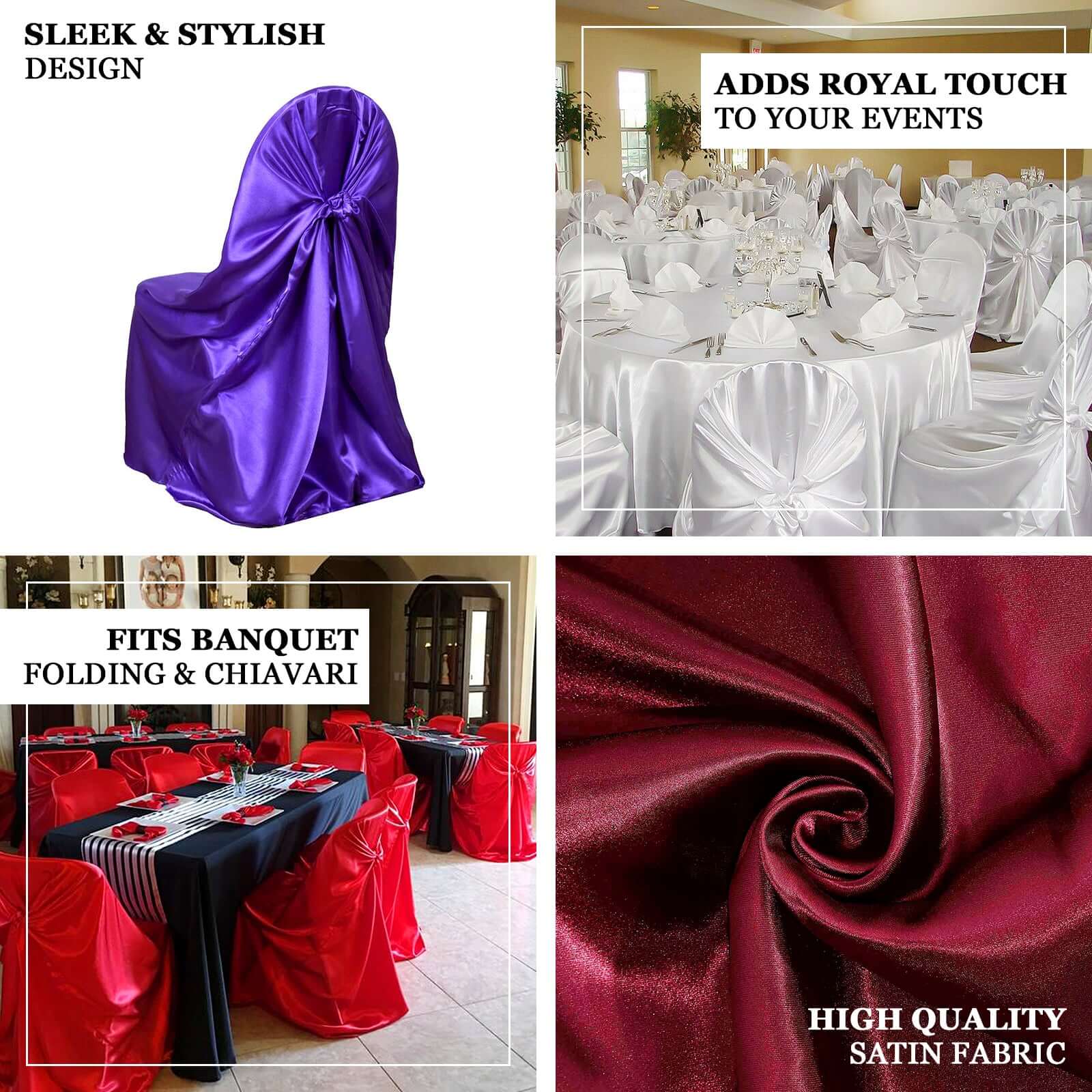 Durable Nude Satin Self-Tie Chair Cover for Folding, Dining & Banquet Chairs