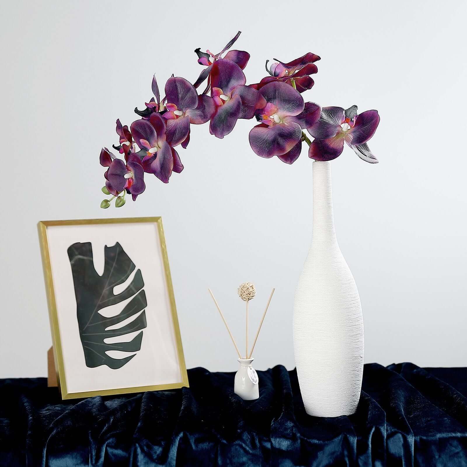 Hot Sale! 2 Stems 40-Inch Tall Eggplant-Colored Artificial Silk Orchid Flower Bouquets for Decor