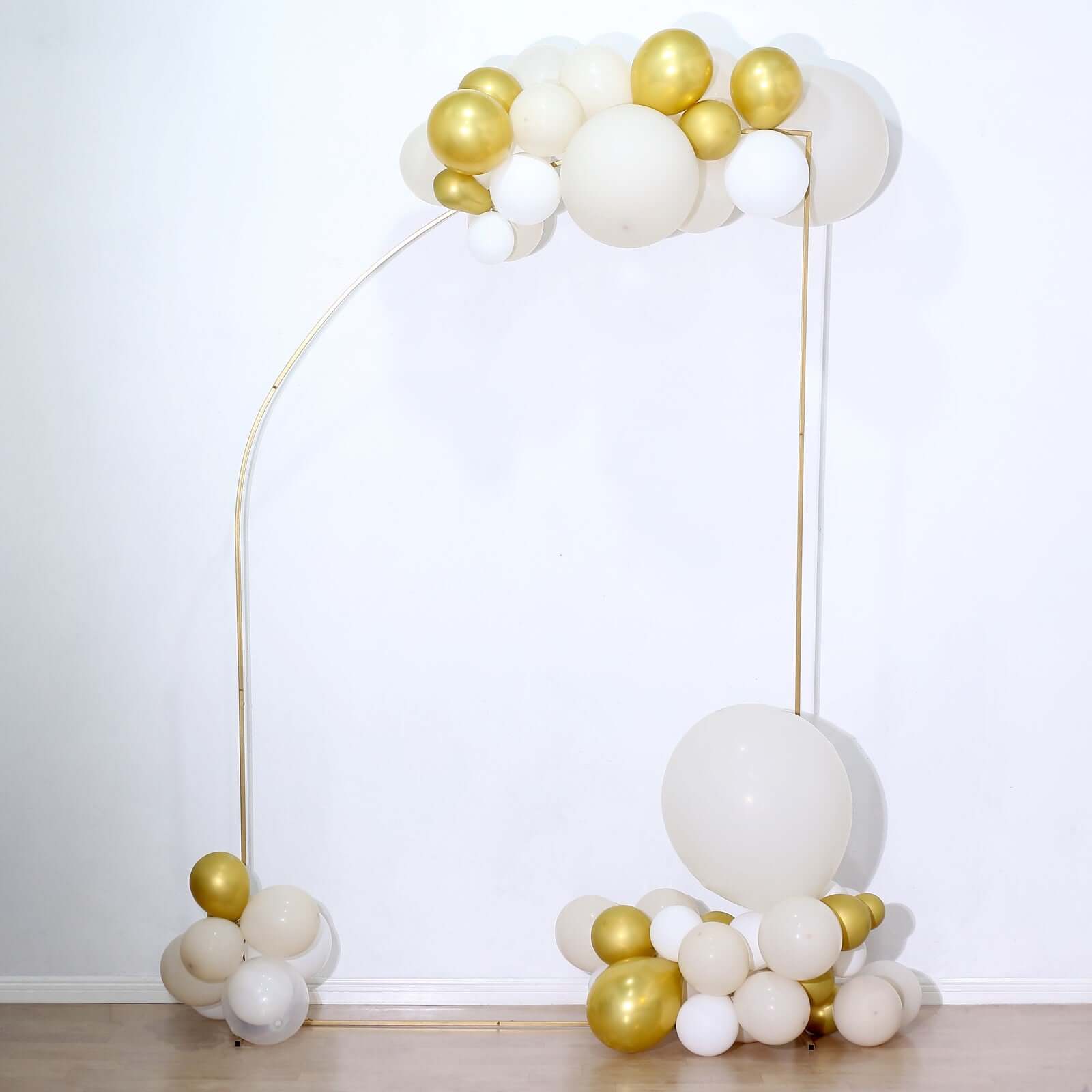 Discount! 8ft Gold Metal Half Moon Floral Frame Wedding Arbor Stand for Event Decoration