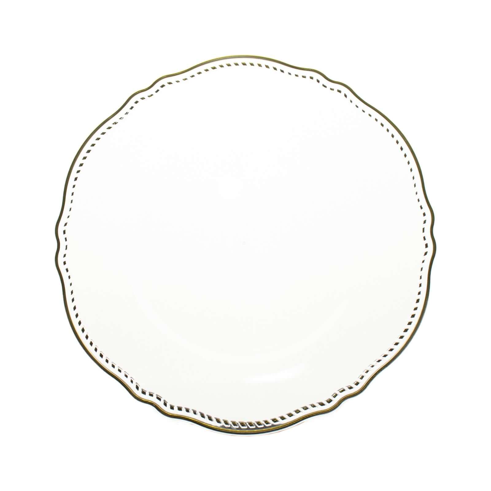 Hot Deal! 10-Pack Disposable Plastic Dinner Plates in Clear with Gold Scalloped Rim, 9 Inches