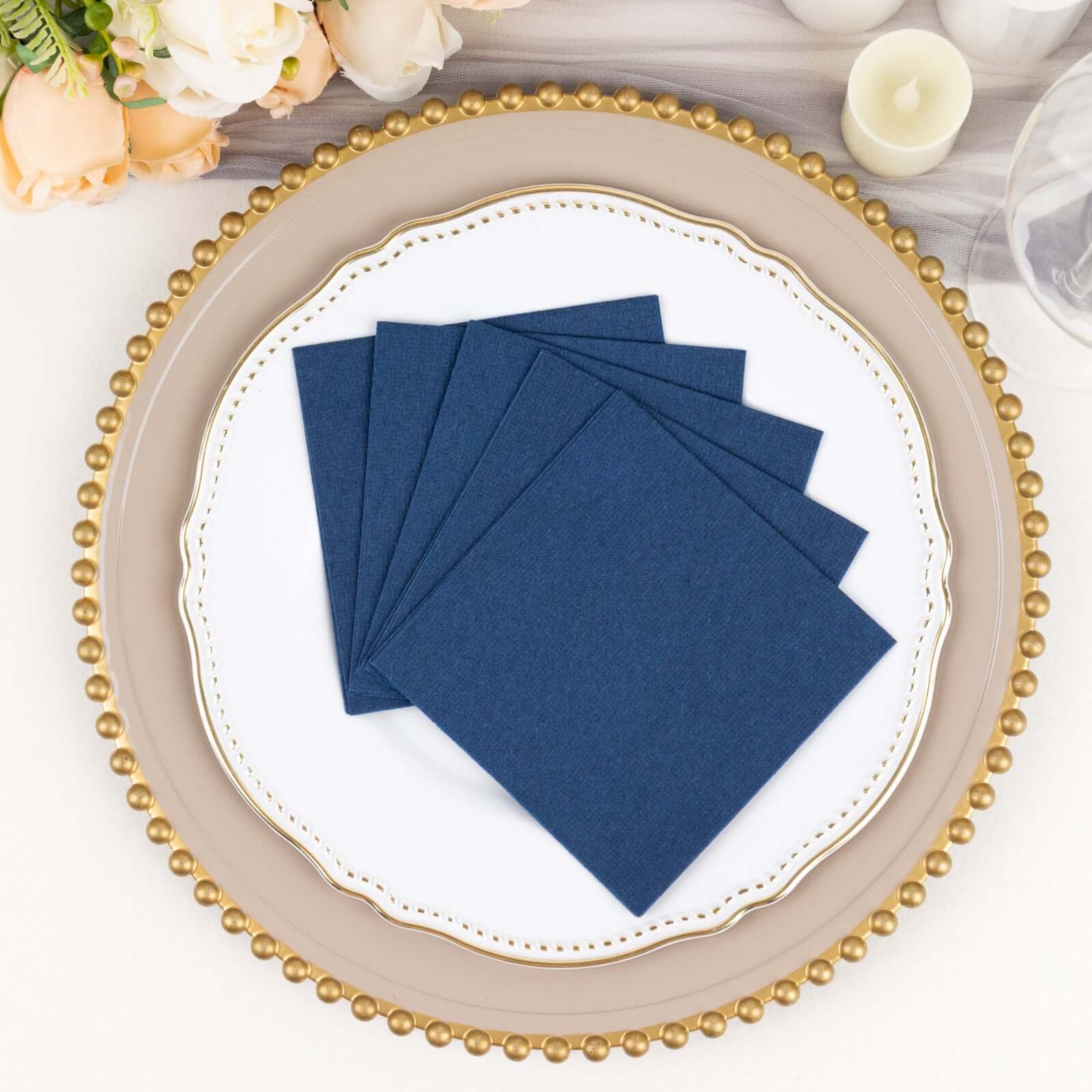Hot! 20-Pack Navy Blue 5x5 Linen-Like Highly Absorbent Airlaid Napkins