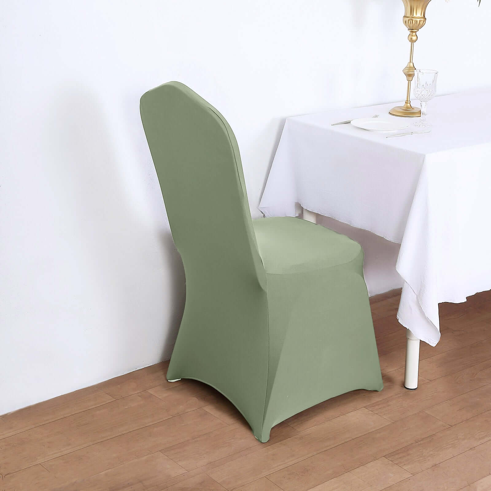 Stretch 160GSM Dusty Sage Green Spandex Slip-On Cover for Banquet Chairs
