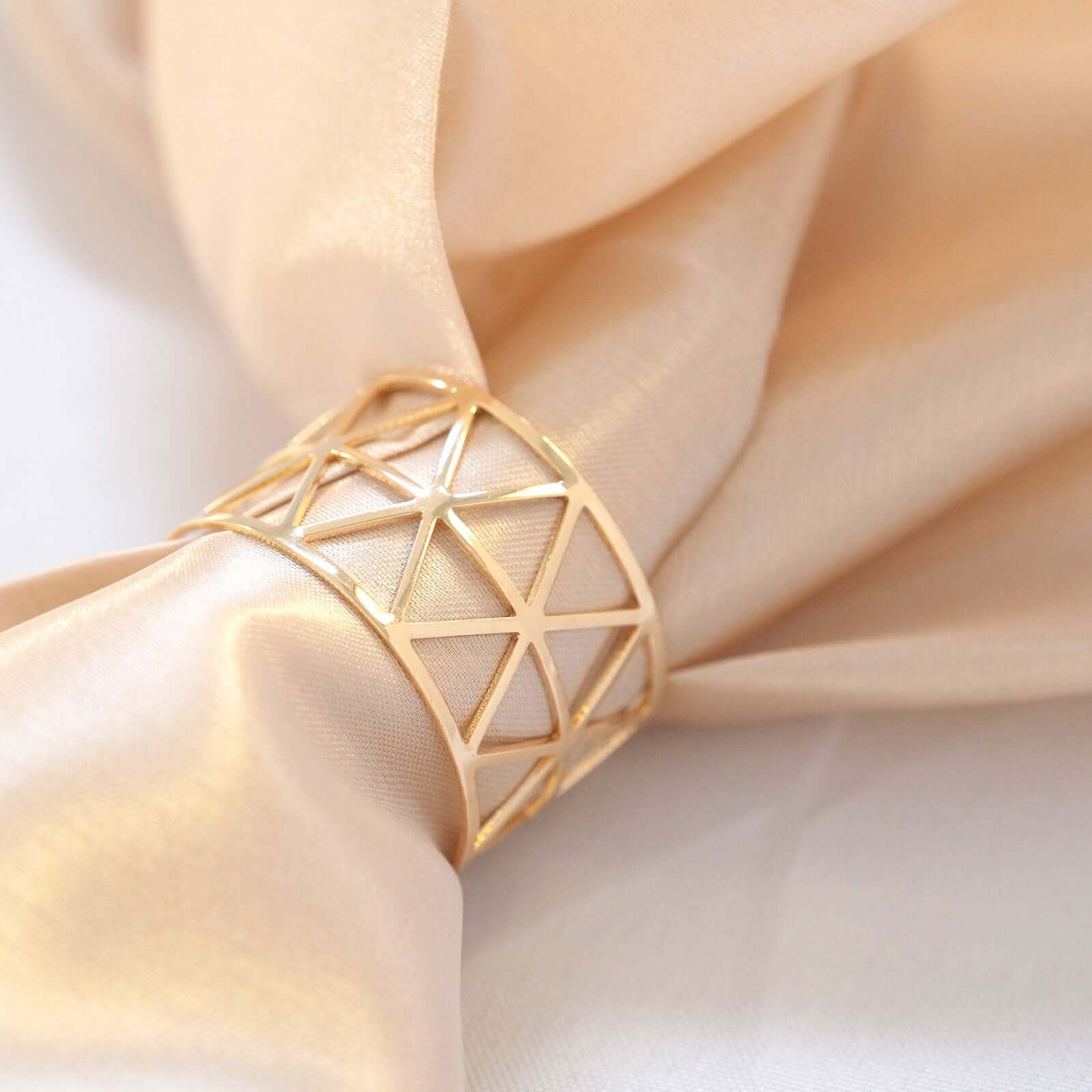 5-Piece Set of Stunning Metallic Gold Geometric Paper Napkin Rings
