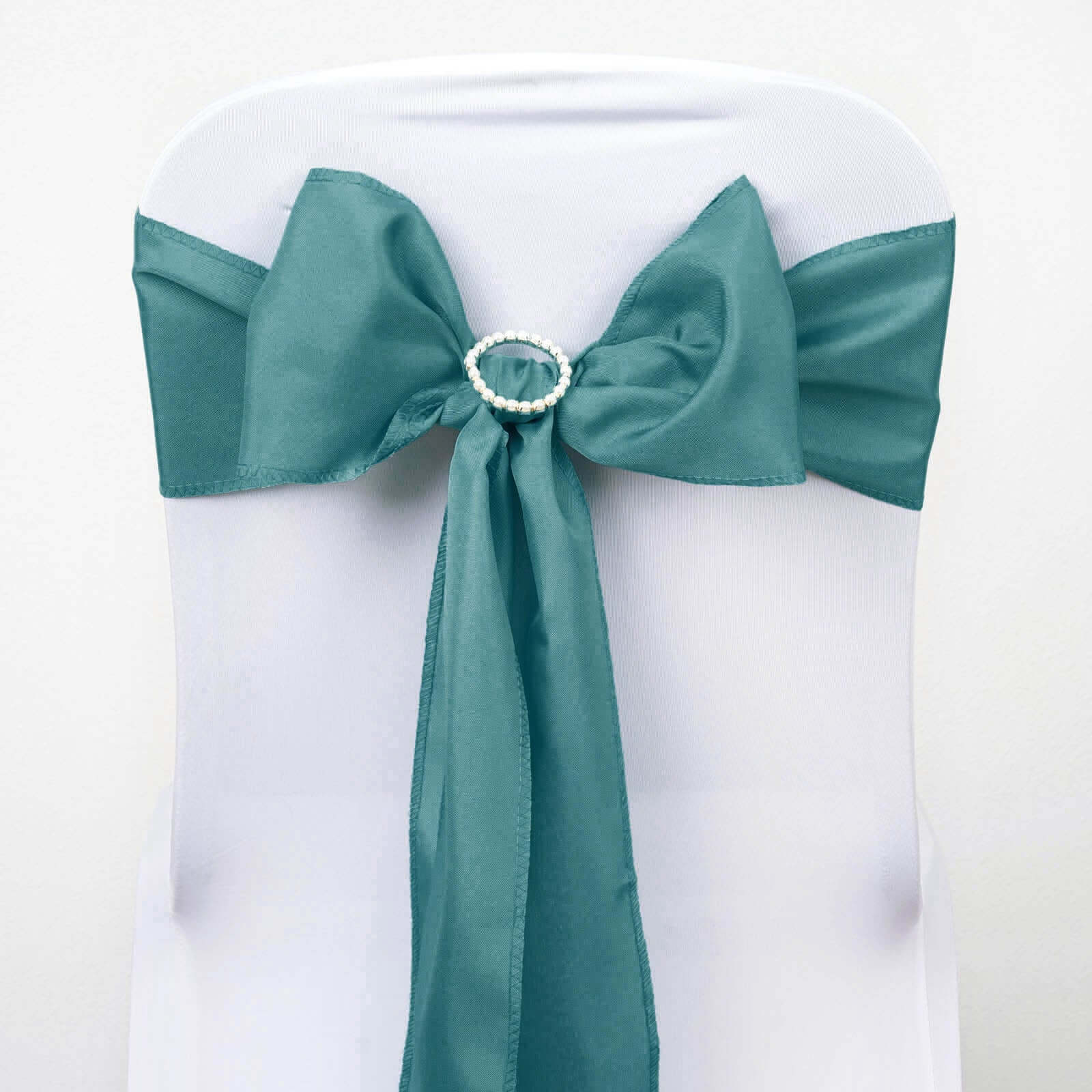 5-Piece Set of Turquoise Polyester Chair Sashes, 6x108 Inches