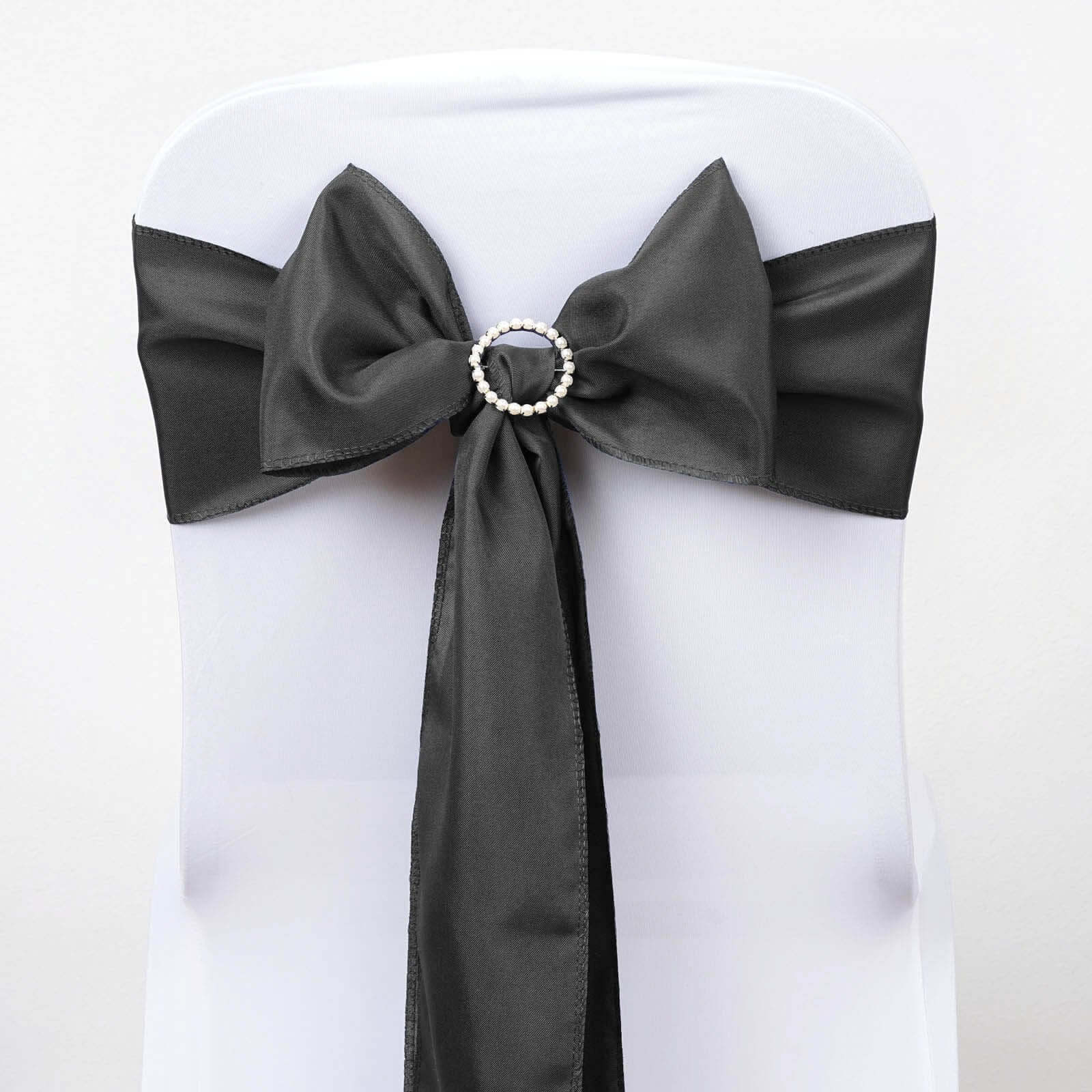 Hot Sale! 5-Piece Set of Charcoal Gray Polyester Chair Sashes, 6x108 Inches