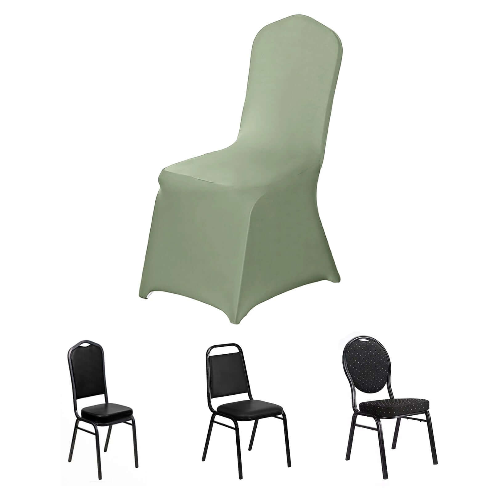 Stretch 160GSM Dusty Sage Green Spandex Slip-On Cover for Banquet Chairs
