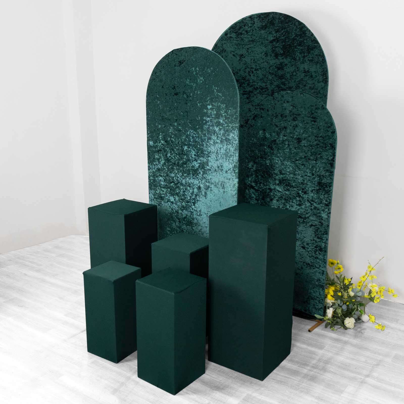 Hot Deal! Set of 5 Hunter Emerald Green Stretchable Spandex Pedestal Stand Covers - 160 GSM