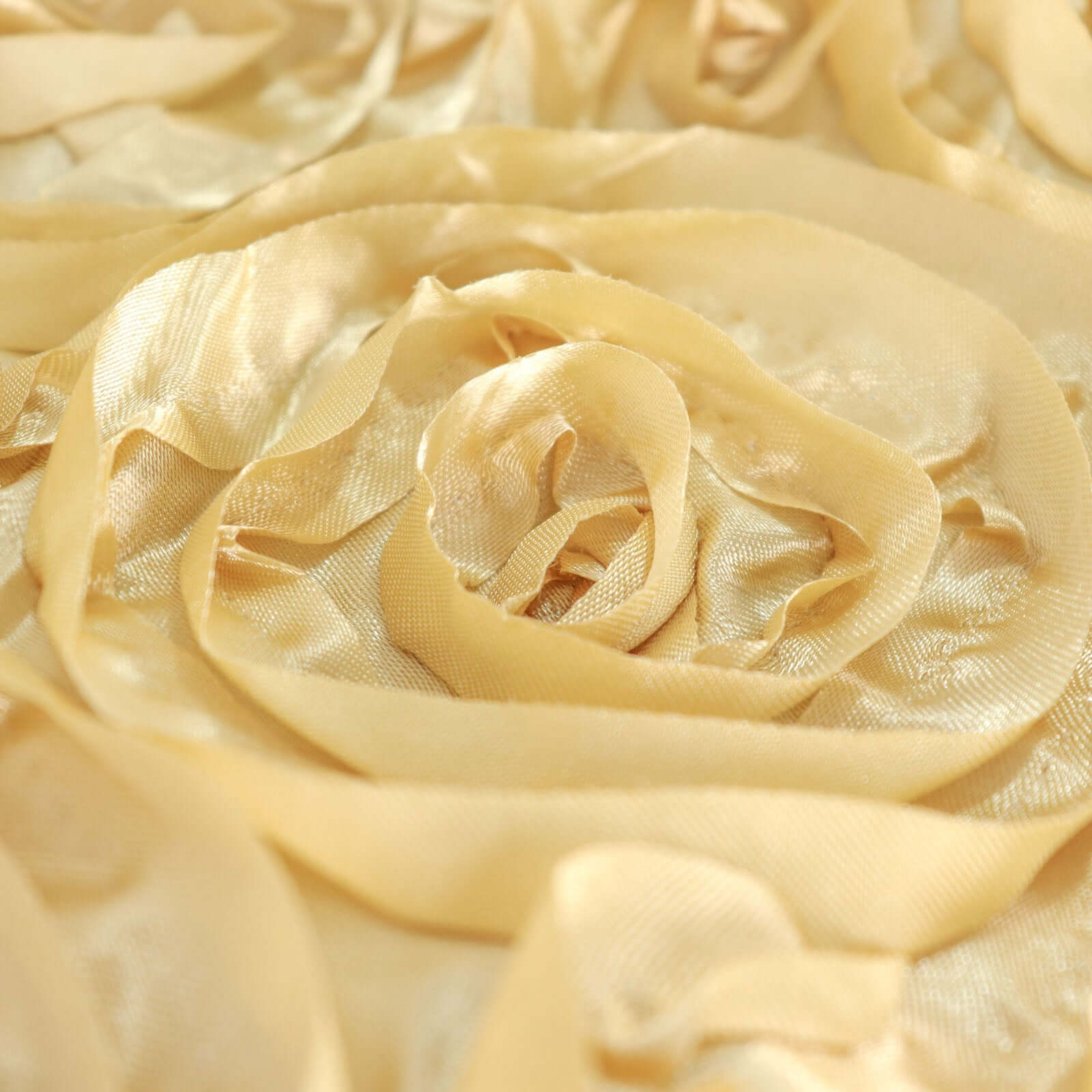Champagne Satin 120-Inch Round Tablecloth with Stunning 3D Rosette and Seamless Finish