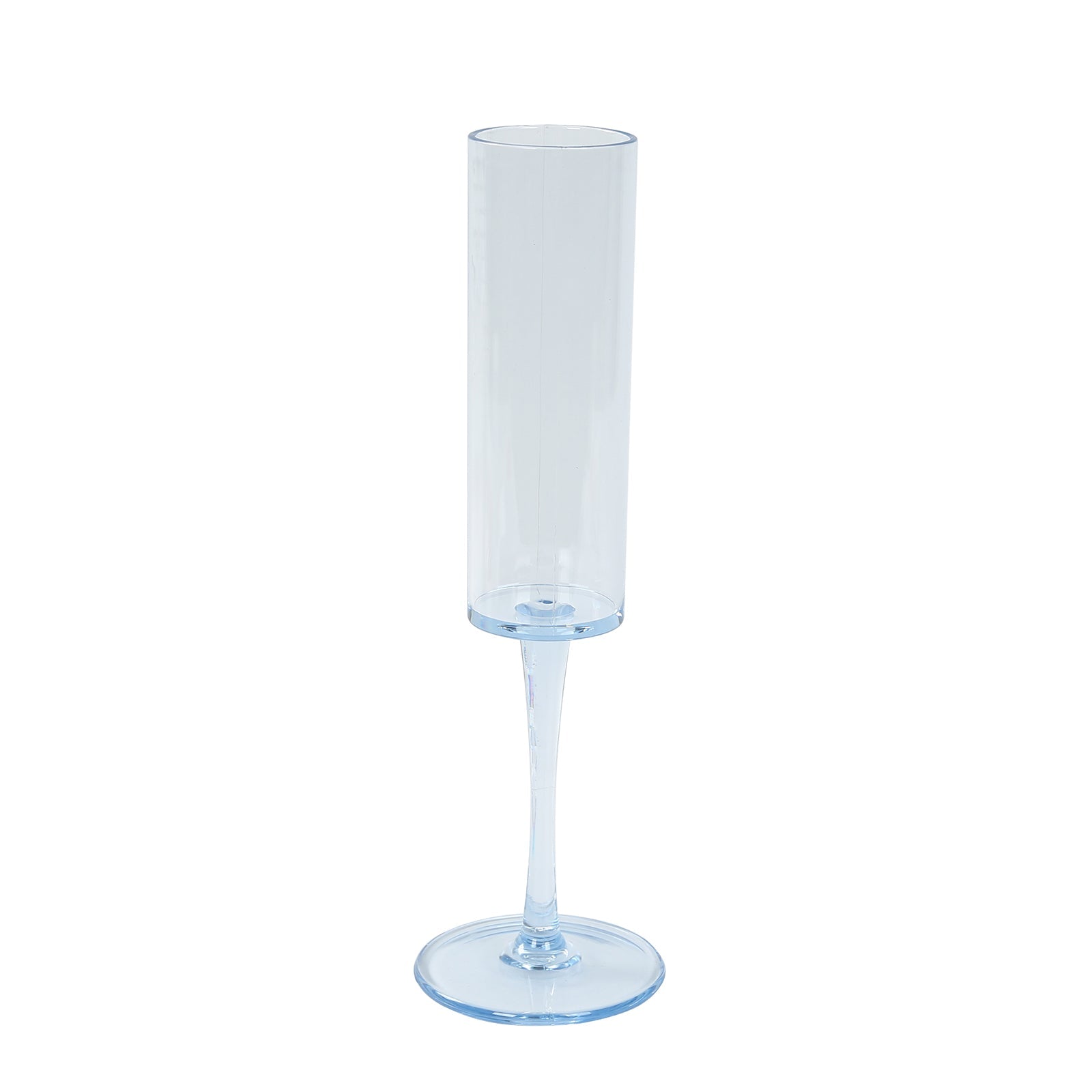 6-Pack Reusable Transparent Dusty Blue Plastic Champagne Flute Glasses, 9.5" Tall, 6oz
