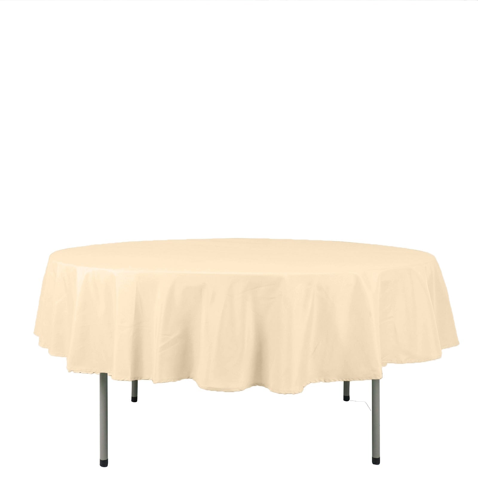 Beige 90" Round Polyester Tablecloth - Stain & Wrinkle-Free, Ideal for Events