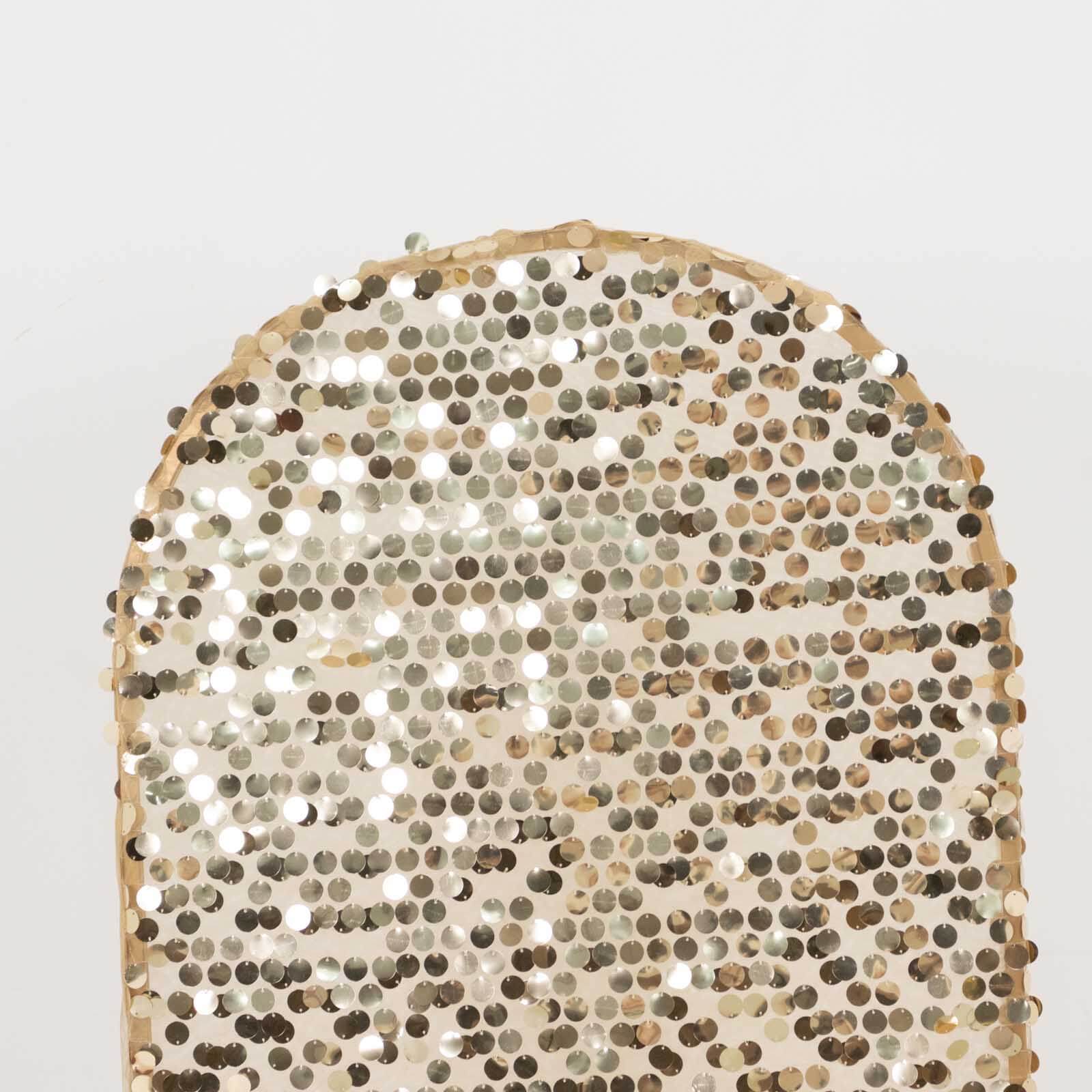 5ft Sparkly Champagne Sequin Fitted Cover for Round Top Wedding Arch - Ideal Decoration