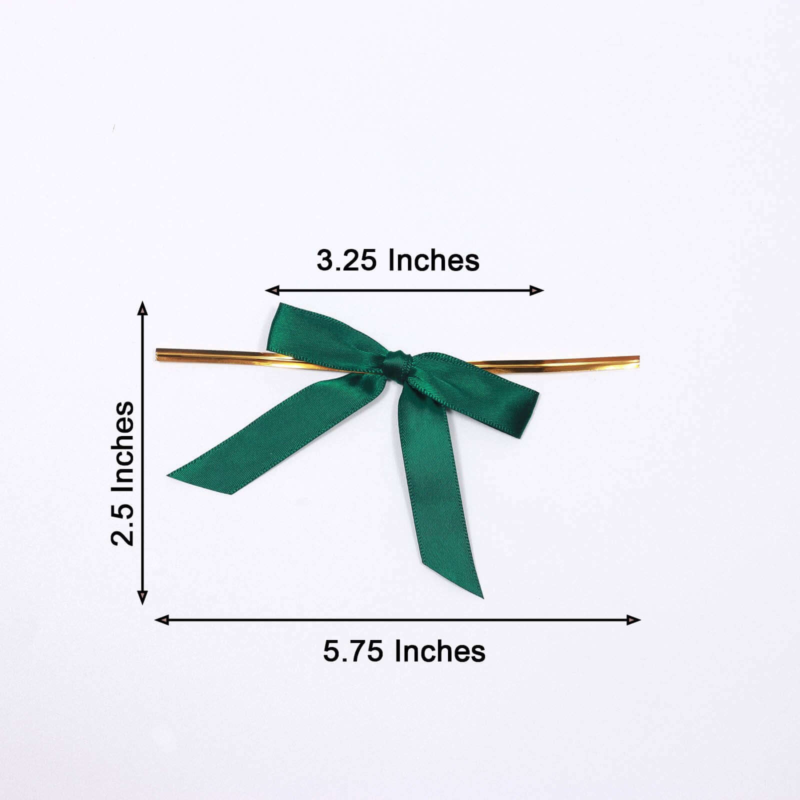 50 Pcs 3-Inch Hunter Emerald Green Satin Ribbon Bows with Twist Ties for Gift Decor