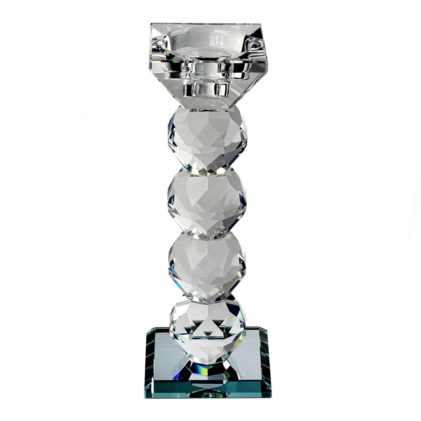7-Inch Tall Premium Gemcut Crystal Glass Votive Candle Holder for Decorative Display