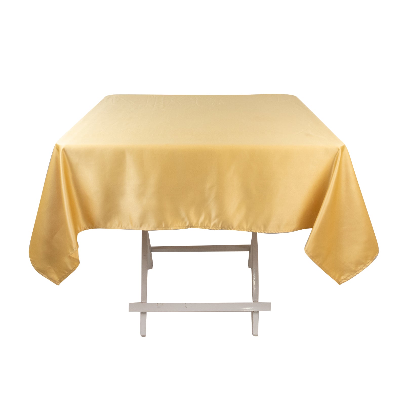 Lamour Satin 54x54 Square Champagne Tablecloth - Durable Silk-Like Cover