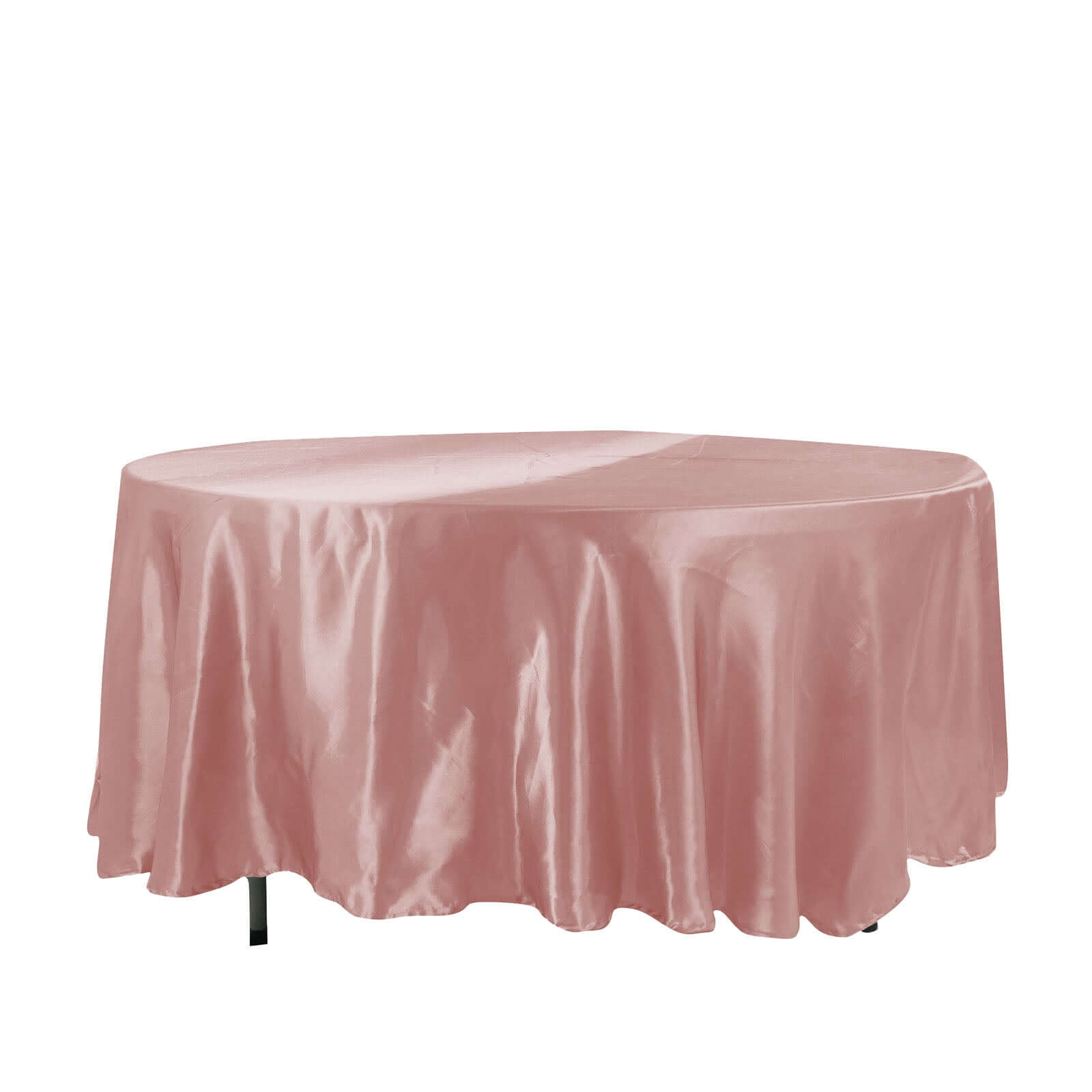 Luxurious 108-Inch Round Dusty Rose Satin Tablecloth with Smooth Finish
