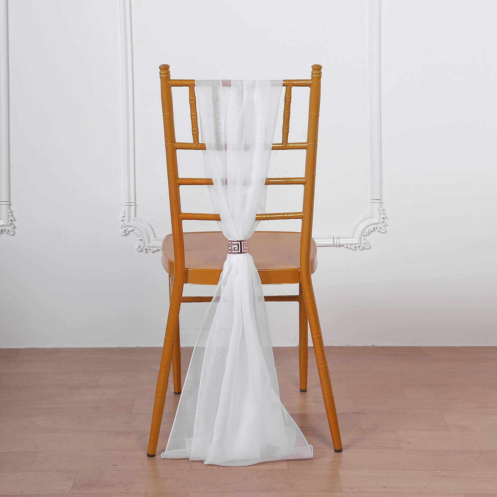 5-Pack White Premium Chiffon Chair Sashes - Ideal for Stylish DIY Chair Decor