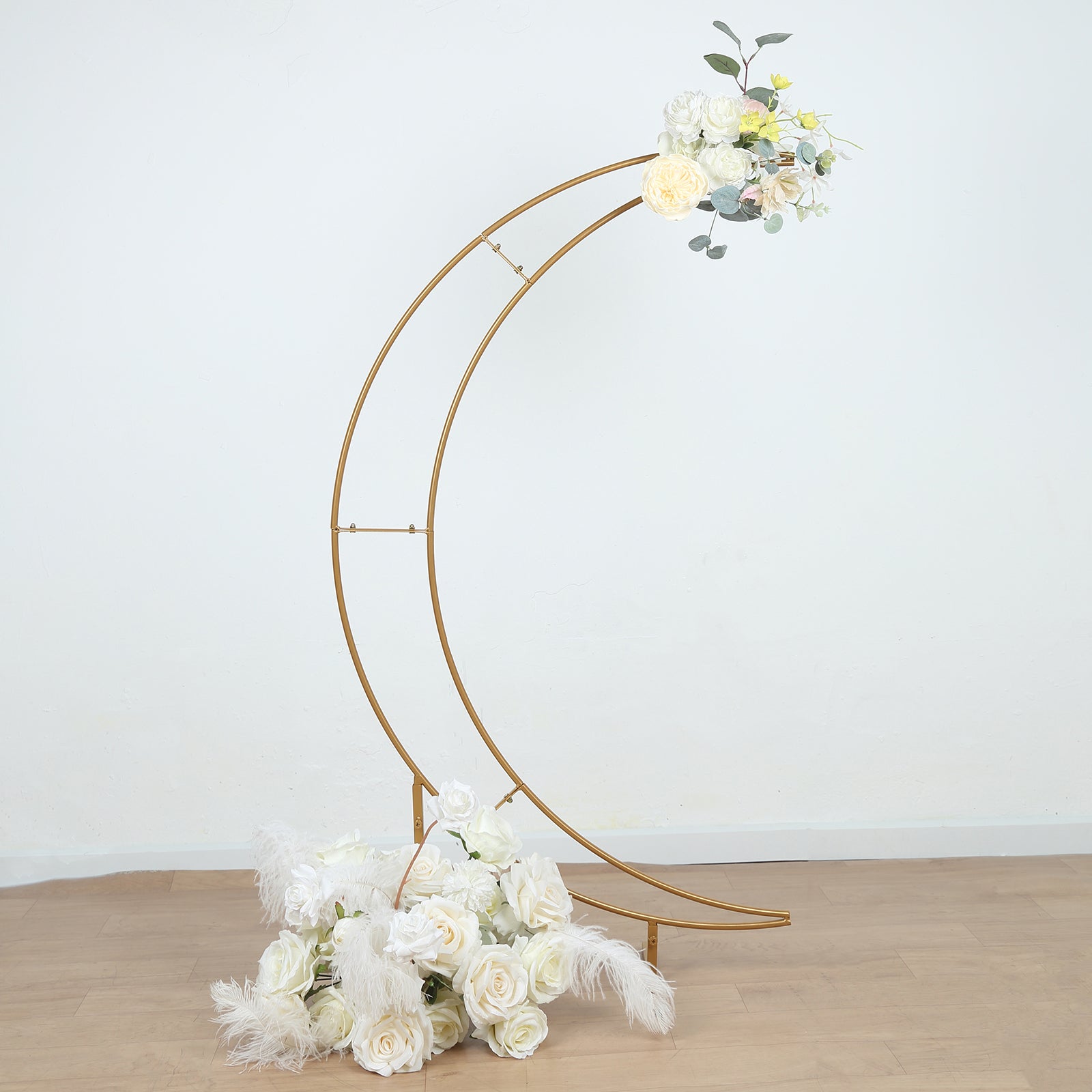 4ft Gold Metal Half Crescent Moon Wedding Arbor - Ideal Table Top Centerpiece