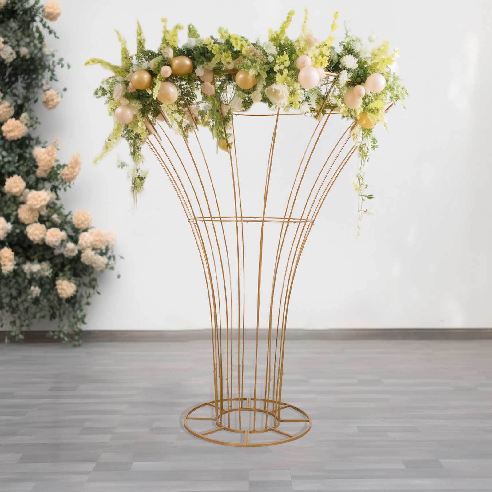 6.5ft Gold Blossom-Style Metal Floor Standing Wedding Floral Display Stand