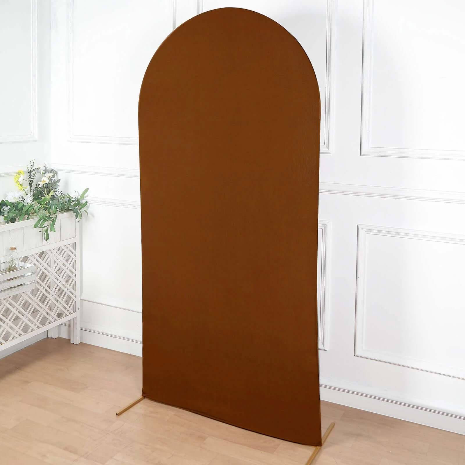 7ft Cinnamon Brown Double-sided Spandex Fitted Cover for Round Top Wedding Arch Stand