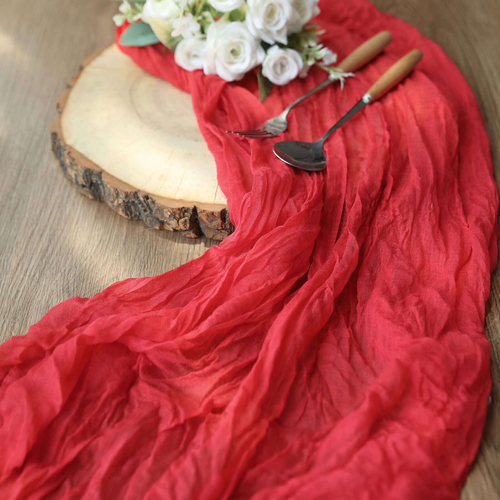 Hot Sale! 10ft Red Gauze Cheesecloth Table Runner for Rustic Boho Weddings and Parties