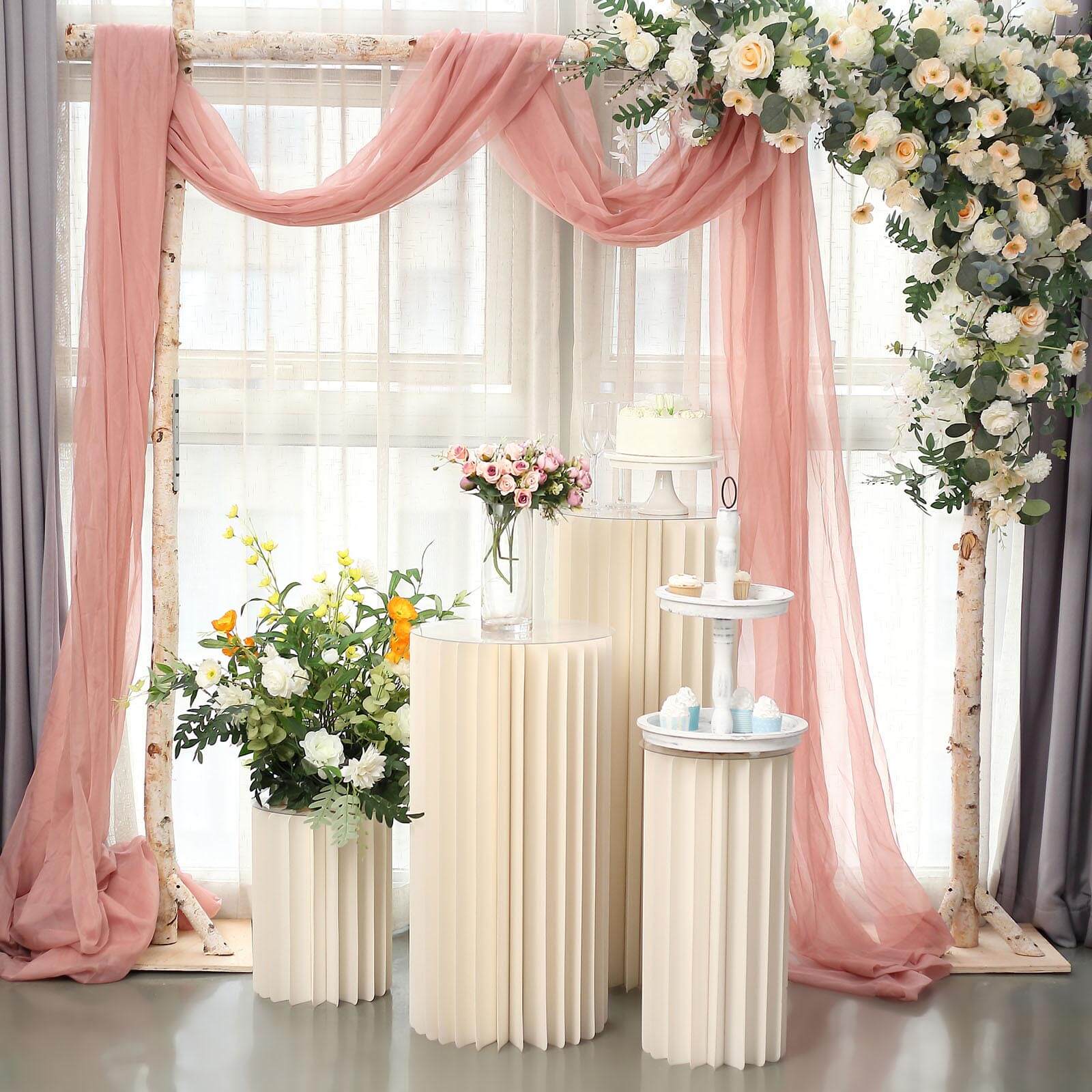 Hot Sale! 24-Inch Ivory Cylinder Display Column Stand with PVC Top Plate for Events